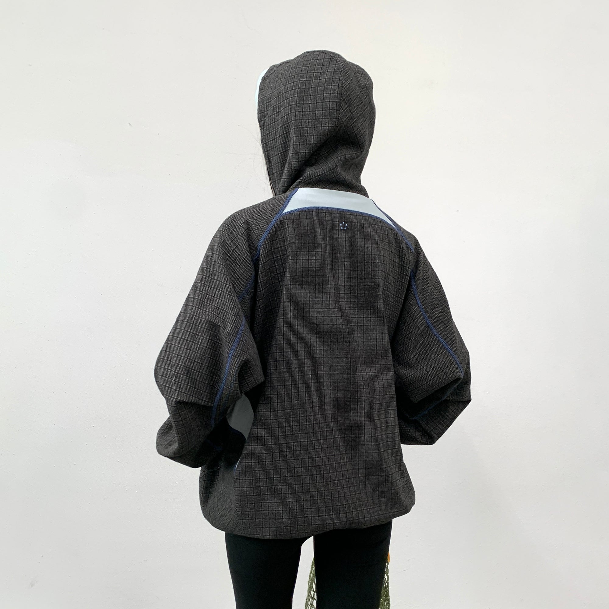 ROARINGWILD A ARCH Plaid Paneled Half-Zip Hooded Jacket