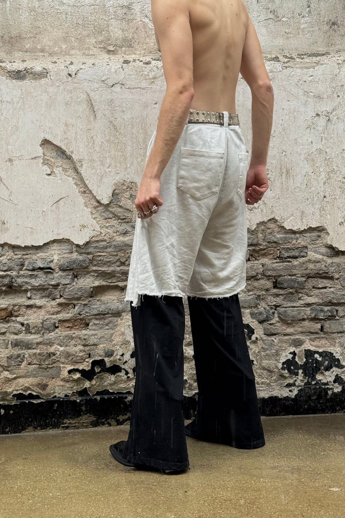 LUUUCAM Raw-Edge Double-Layer Mock Shorts Pants, premium urban and streetwear designers apparel on PROJECTISR.com, LUUUCAM