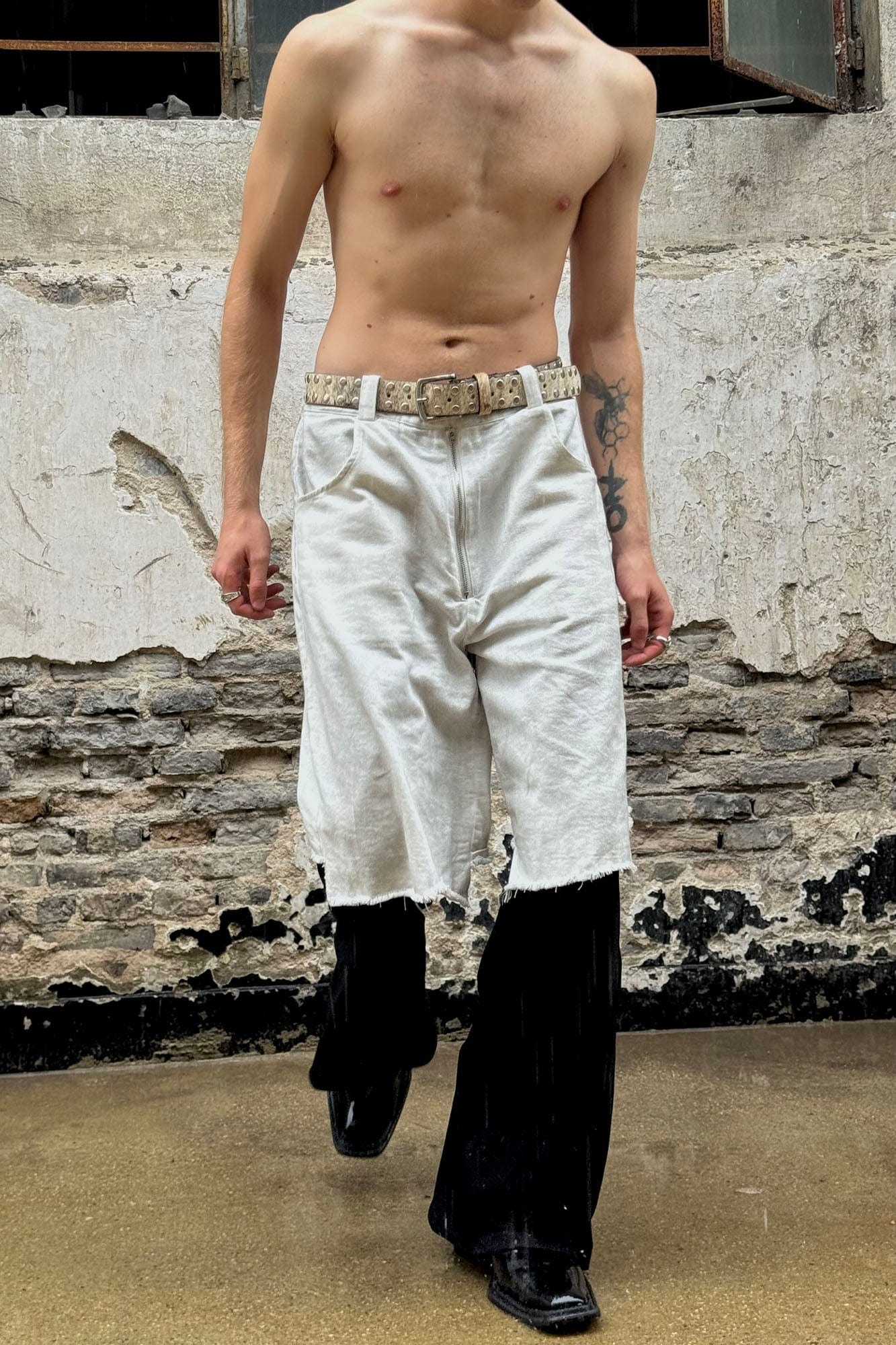 LUUUCAM Raw-Edge Double-Layer Mock Shorts Pants, premium urban and streetwear designers apparel on PROJECTISR.com, LUUUCAM