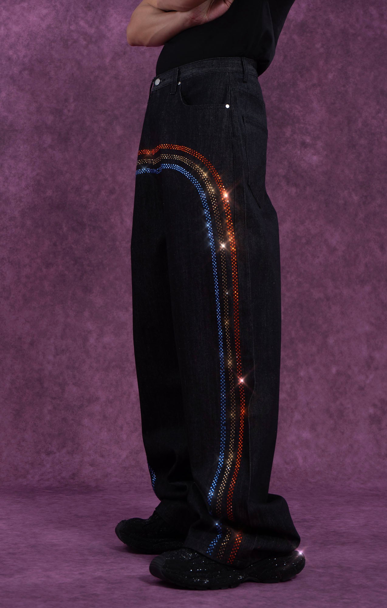 CLP Rainbow Diamond Balloon-Leg Raw Jeans, premium urban and streetwear designers apparel on PROJECTISR.com, CLP