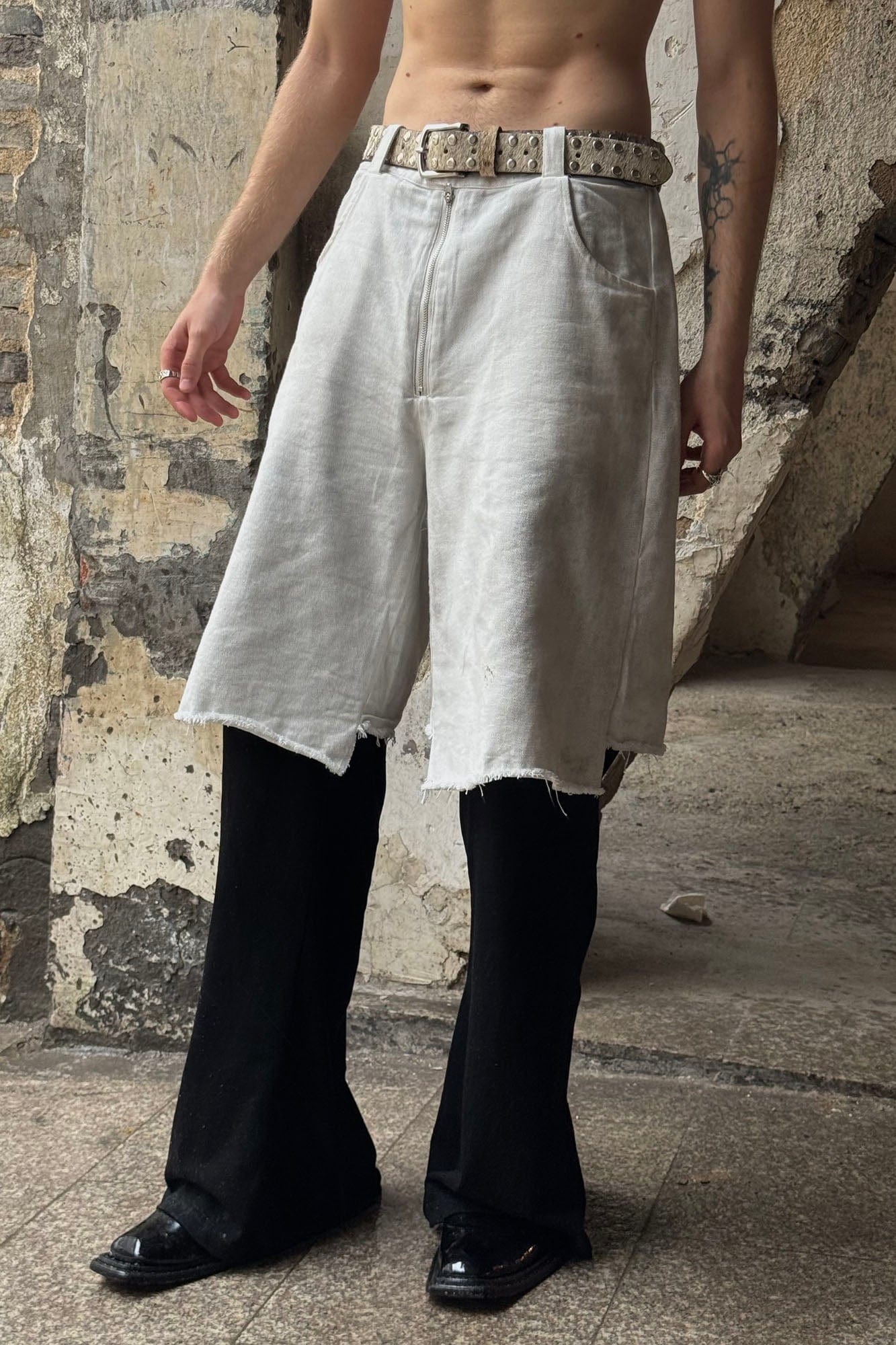 LUUUCAM Raw-Edge Double-Layer Mock Shorts Pants, premium urban and streetwear designers apparel on PROJECTISR.com, LUUUCAM