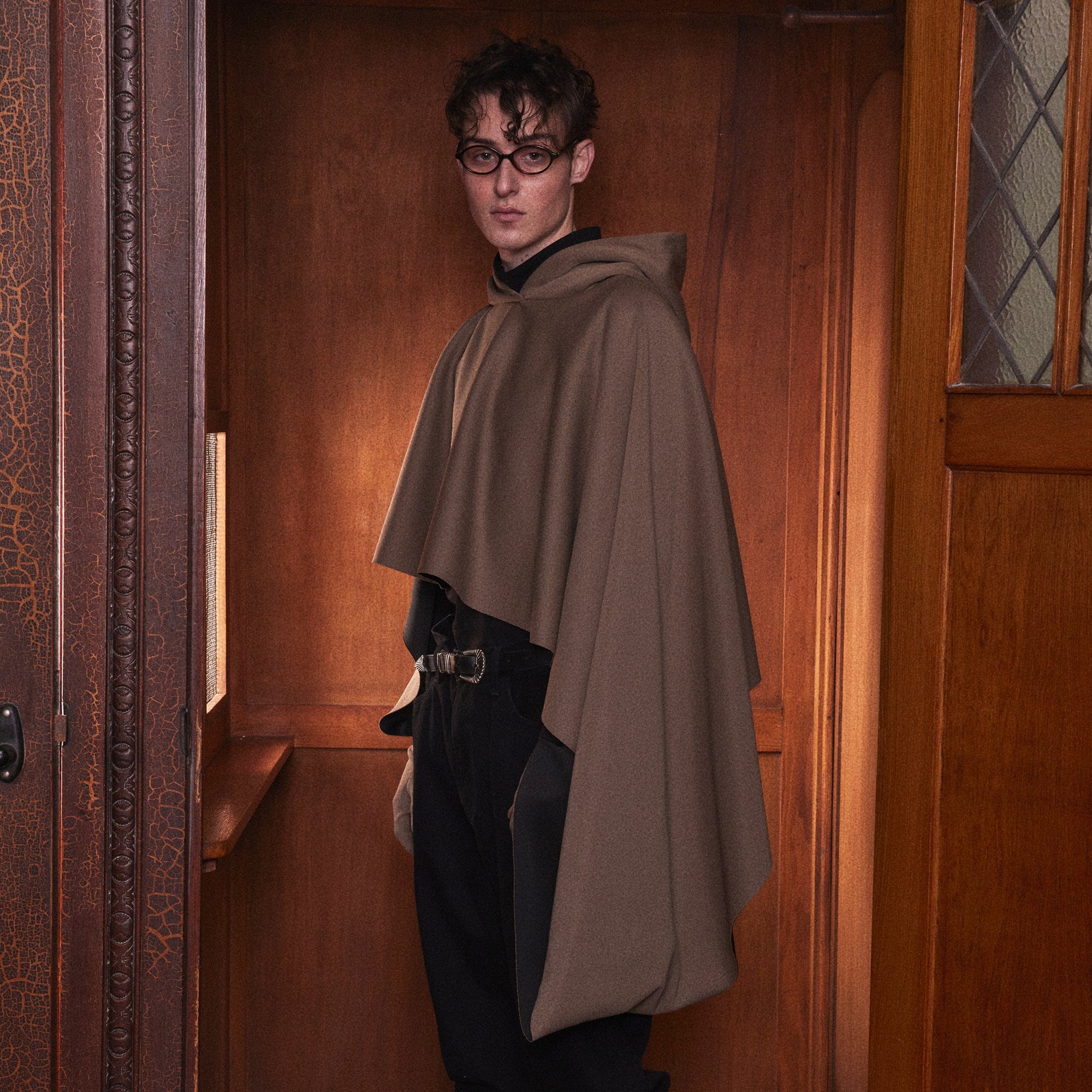 KADAKADA Hooded Glove-Sleeve Cropped Cape, premium urban and streetwear designers apparel on PROJECTISR.com, KADAKADA