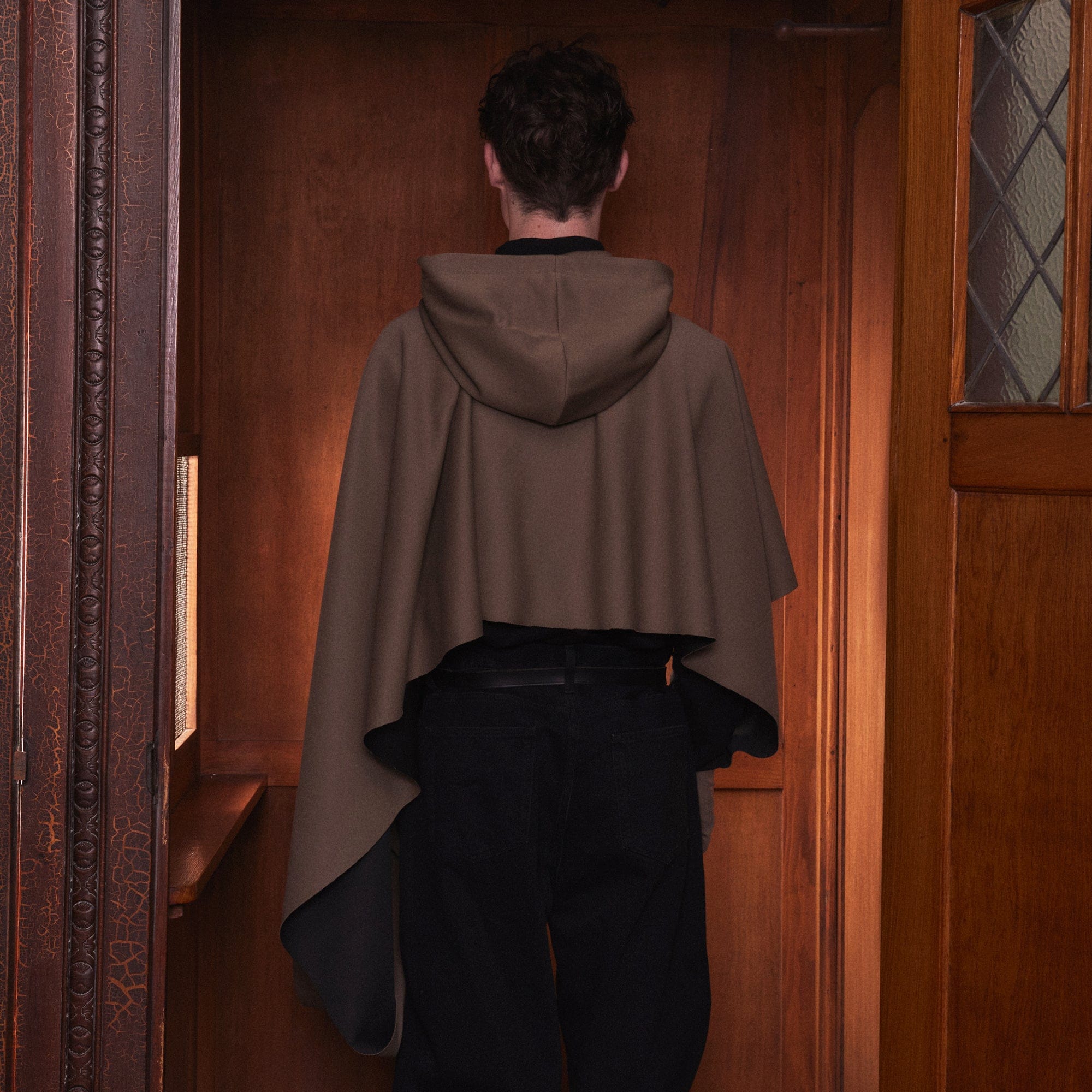 KADAKADA Hooded Glove-Sleeve Cropped Cape, premium urban and streetwear designers apparel on PROJECTISR.com, KADAKADA