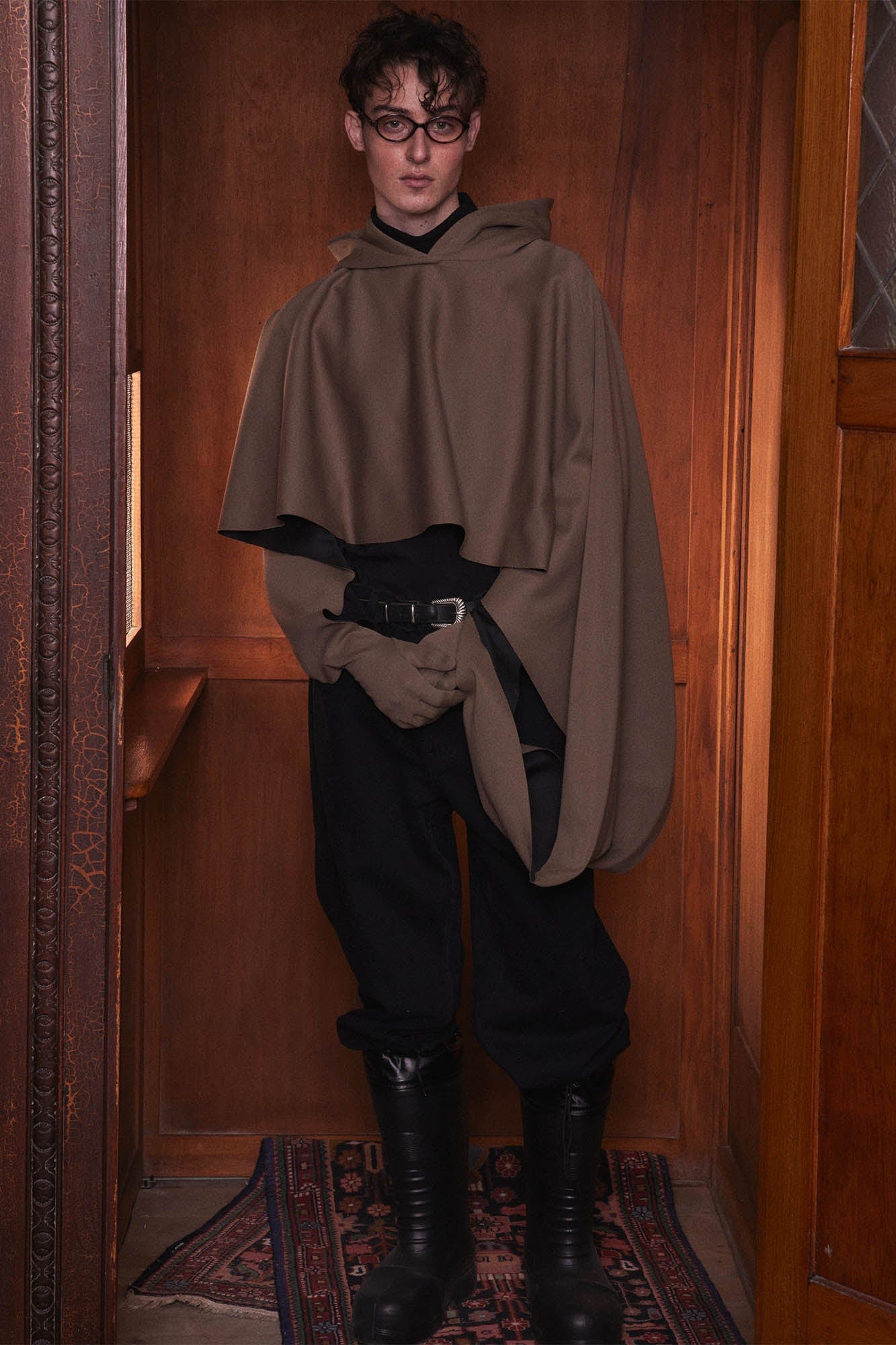 KADAKADA Hooded Glove-Sleeve Cropped Cape, premium urban and streetwear designers apparel on PROJECTISR.com, KADAKADA