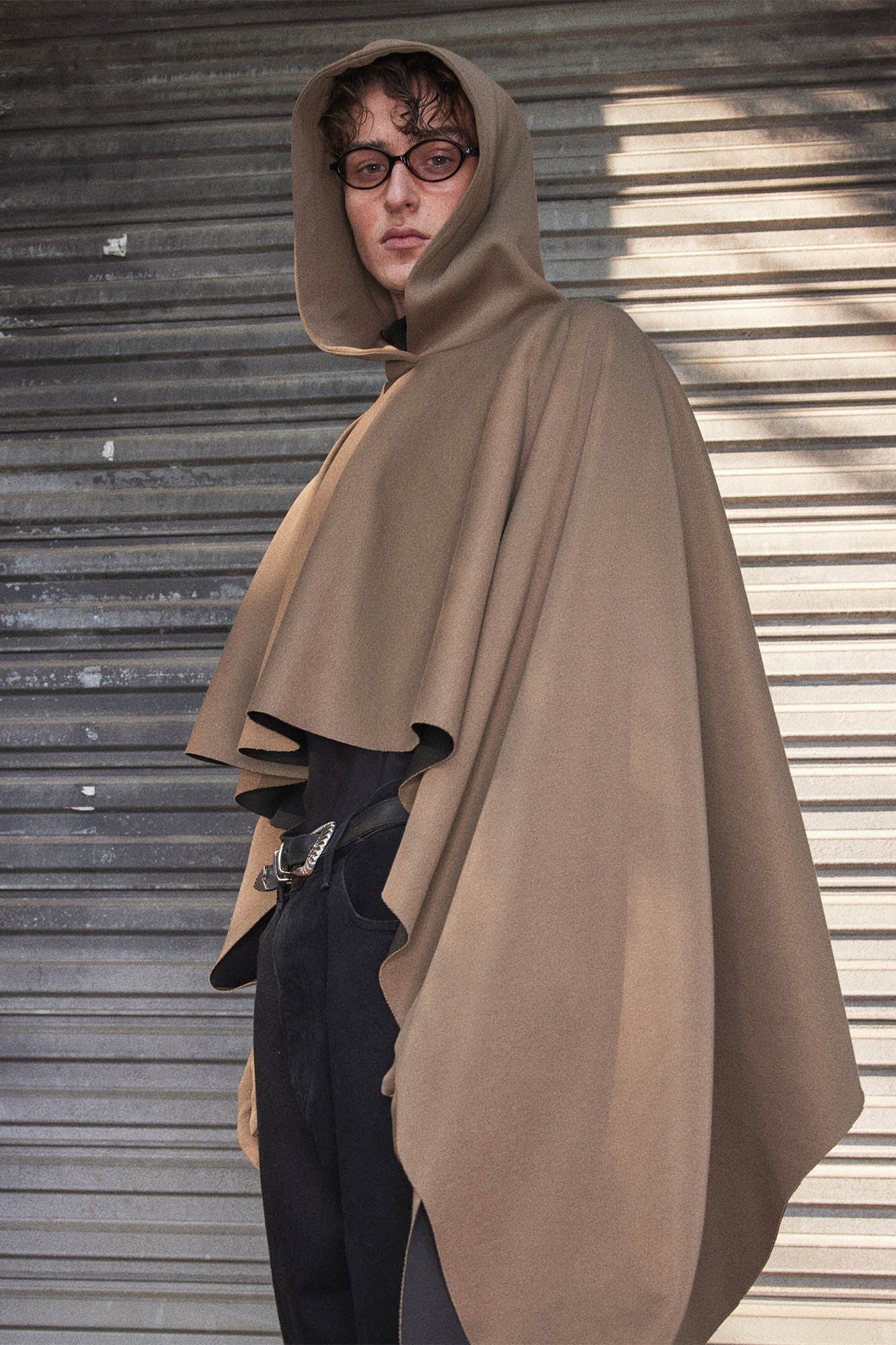 KADAKADA Hooded Glove-Sleeve Cropped Cape, premium urban and streetwear designers apparel on PROJECTISR.com, KADAKADA