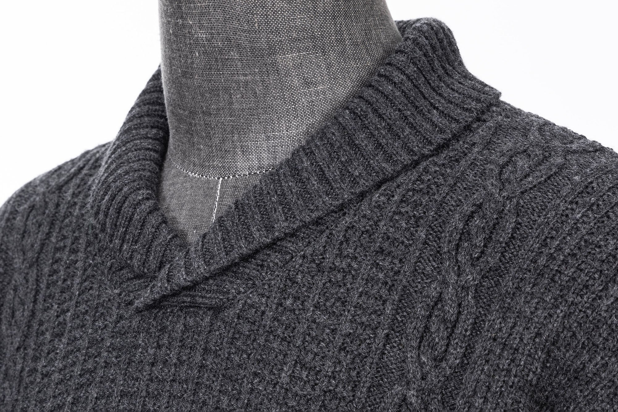 CATSSTAC Wool-Blend Shawl-Collar Cable Knit Sweater