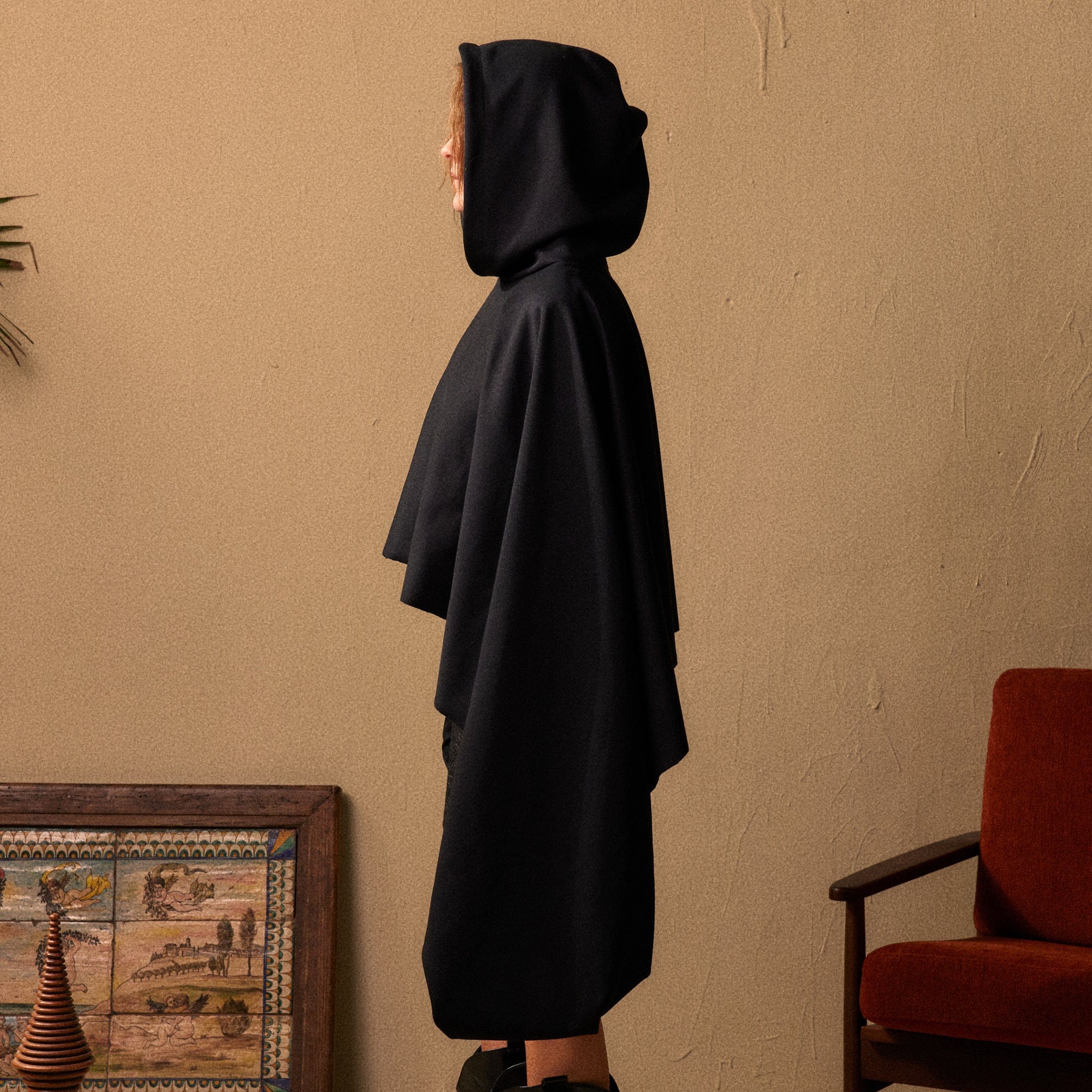 KADAKADA Hooded Glove-Sleeve Cropped Cape, premium urban and streetwear designers apparel on PROJECTISR.com, KADAKADA