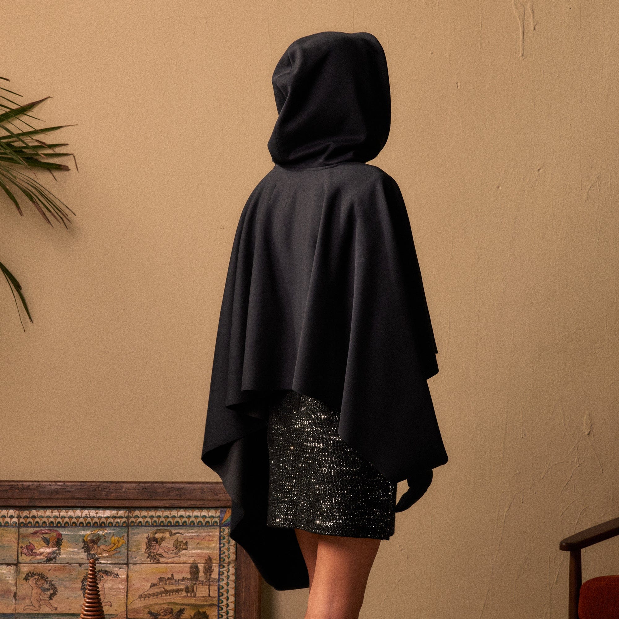 KADAKADA Hooded Glove-Sleeve Cropped Cape, premium urban and streetwear designers apparel on PROJECTISR.com, KADAKADA