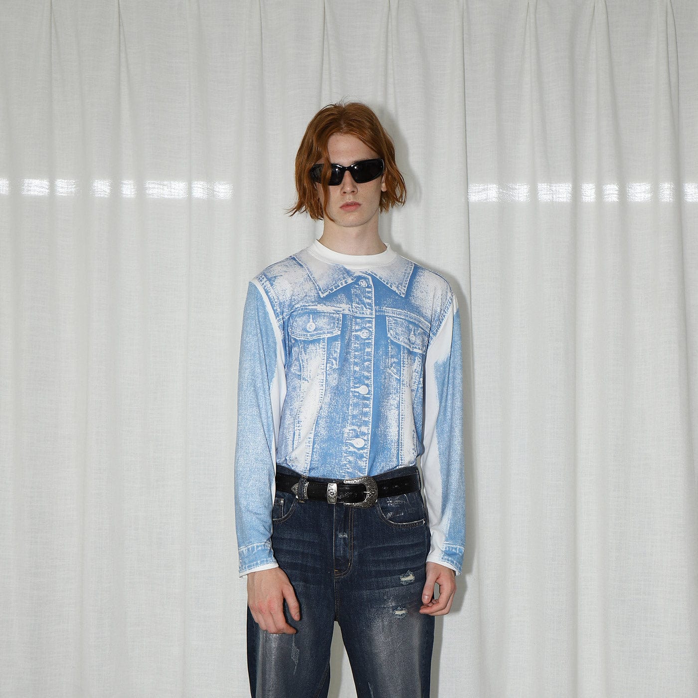 LEONSENSE Denim Print L/S T-Shirt, premium urban and streetwear designers apparel on PROJECTISR.com, LEONSENSE