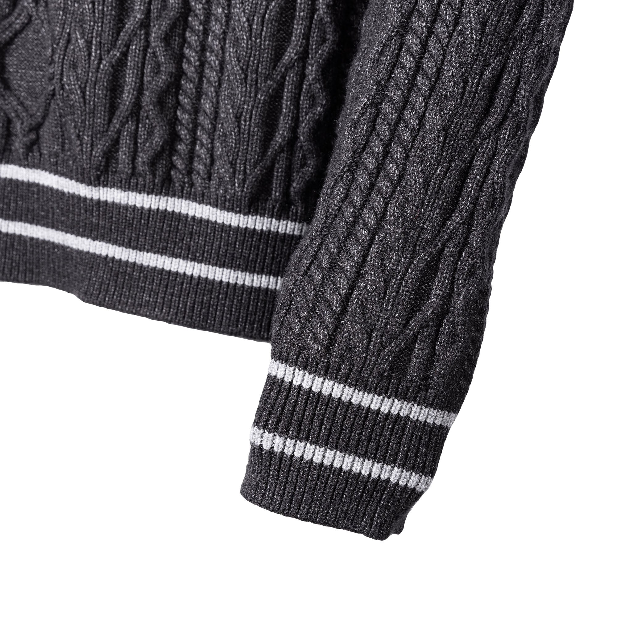 CATSSTAC Varsity V-Neck Cable-Knit Sweater, premium urban and streetwear designers apparel on PROJECTISR.com, CATSSTAC