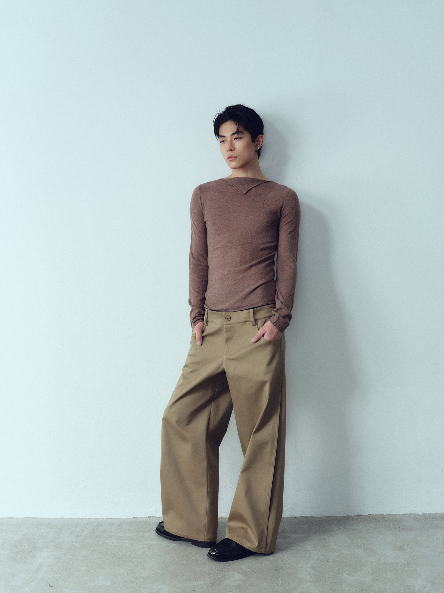 KADAKADA Dual-Waist Contrast Panel Trousers