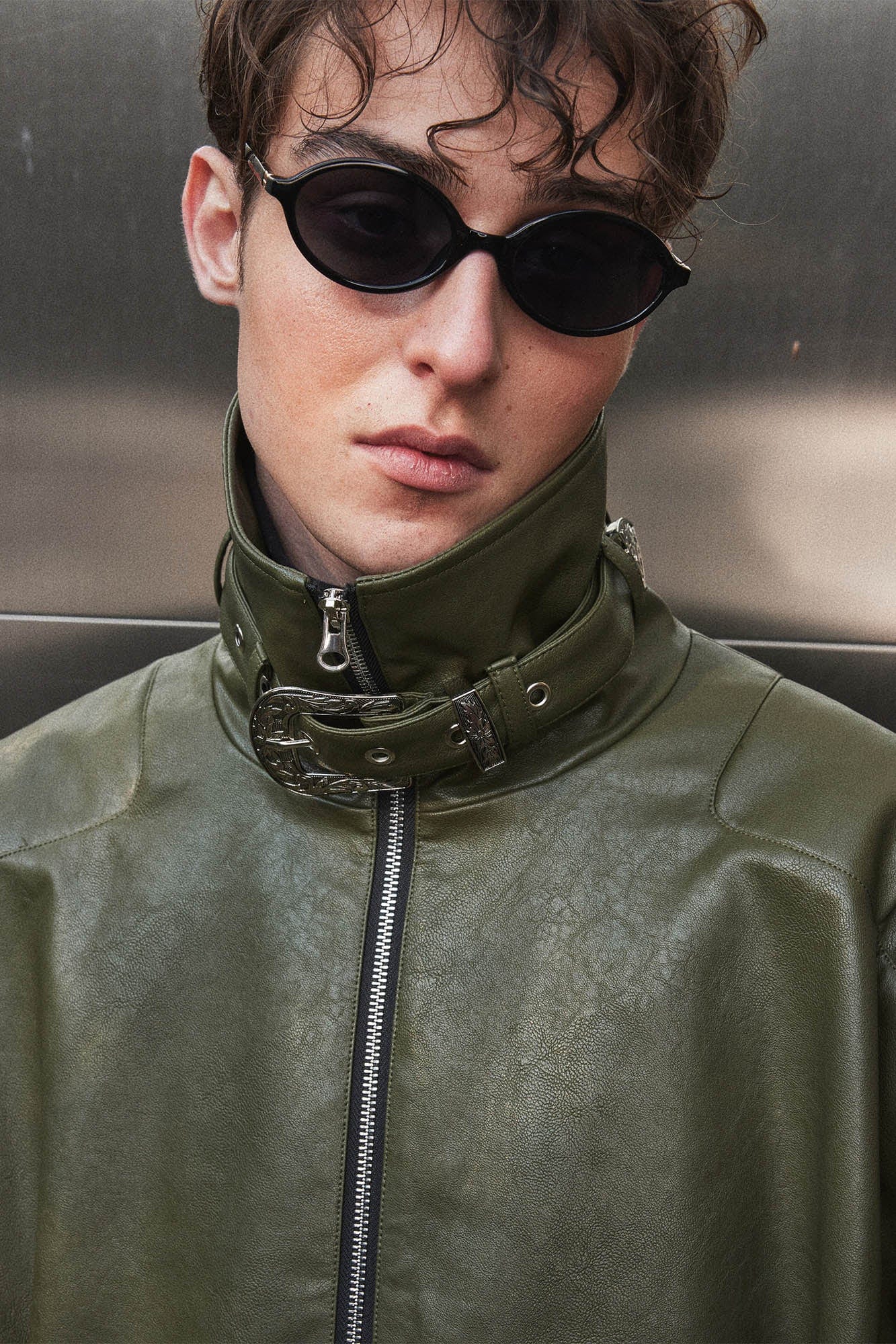 KADAKADA Multi-Buckle High-Neck Faux Leather Jacket, premium urban and streetwear designers apparel on PROJECTISR.com, KADAKADA