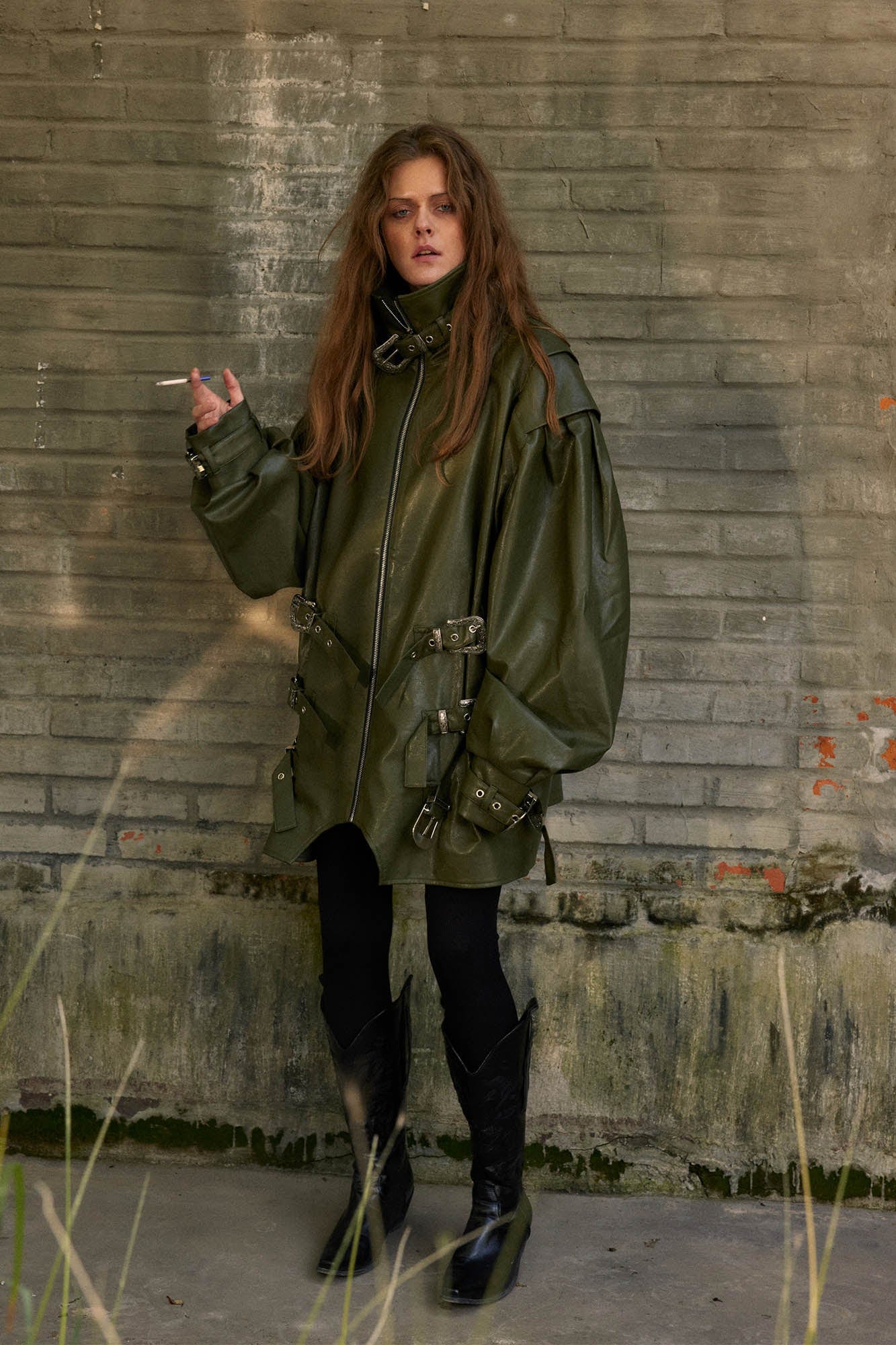 KADAKADA Multi-Buckle High-Neck Faux Leather Jacket, premium urban and streetwear designers apparel on PROJECTISR.com, KADAKADA