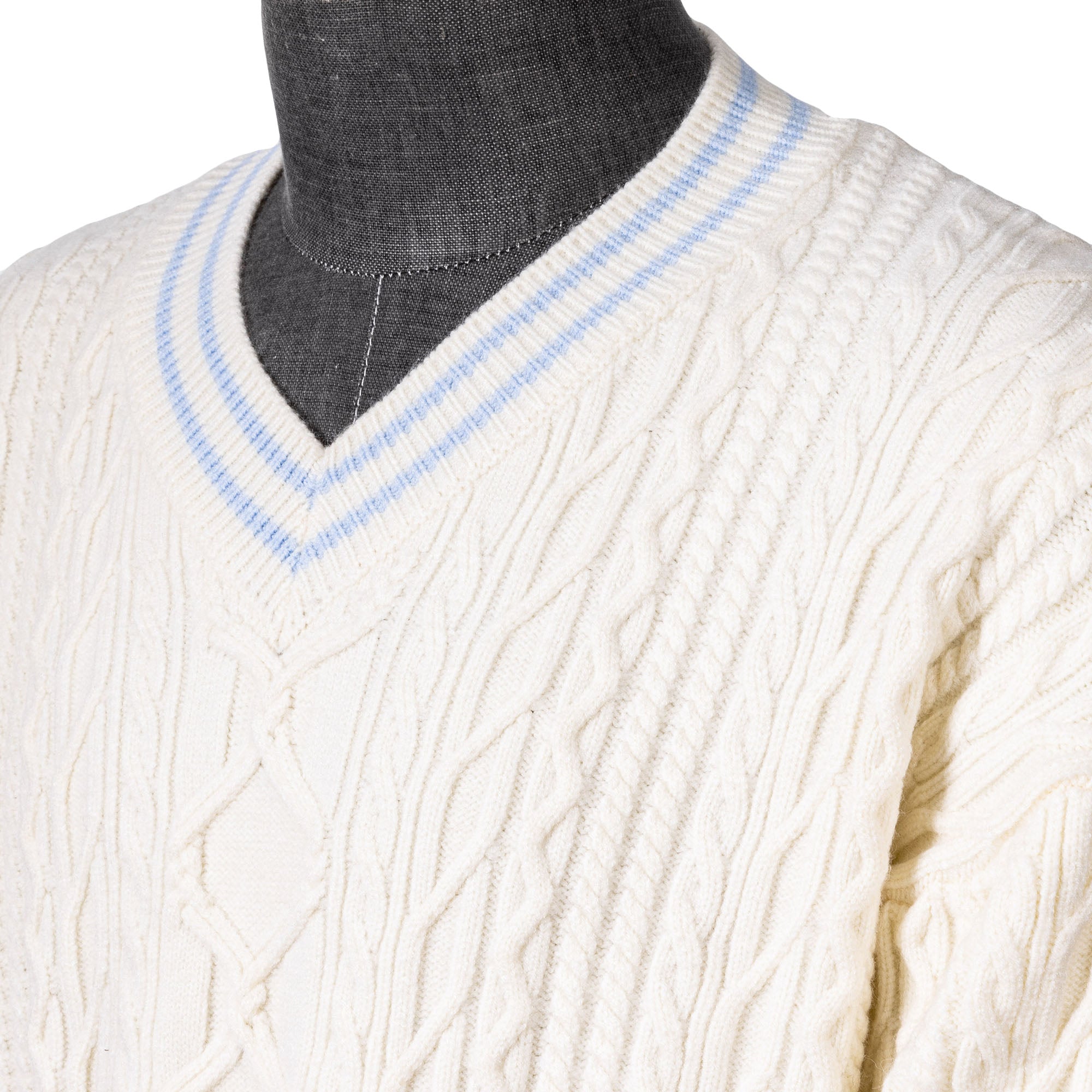 CATSSTAC Varsity V-Neck Cable-Knit Sweater, premium urban and streetwear designers apparel on PROJECTISR.com, CATSSTAC