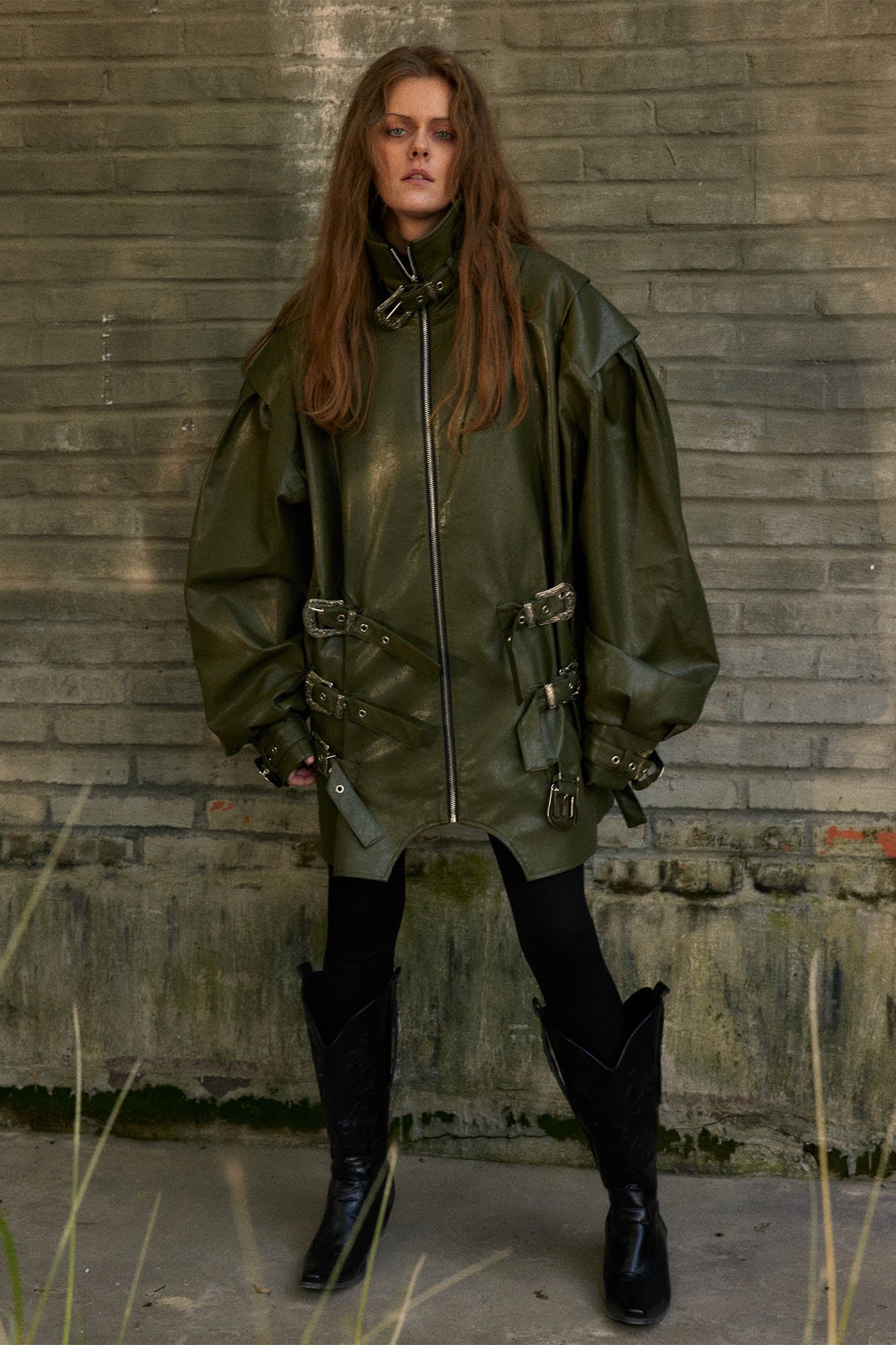 KADAKADA Multi-Buckle High-Neck Faux Leather Jacket, premium urban and streetwear designers apparel on PROJECTISR.com, KADAKADA