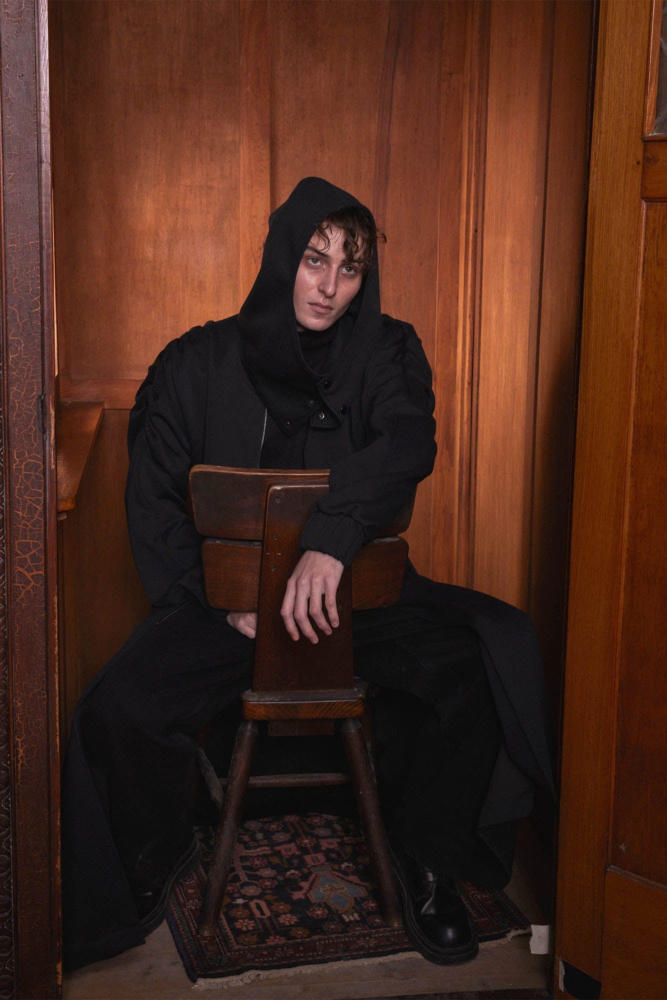 KADAKADA Hooded Pleated Shoulder Cloak, premium urban and streetwear designers apparel on PROJECTISR.com, KADAKADA