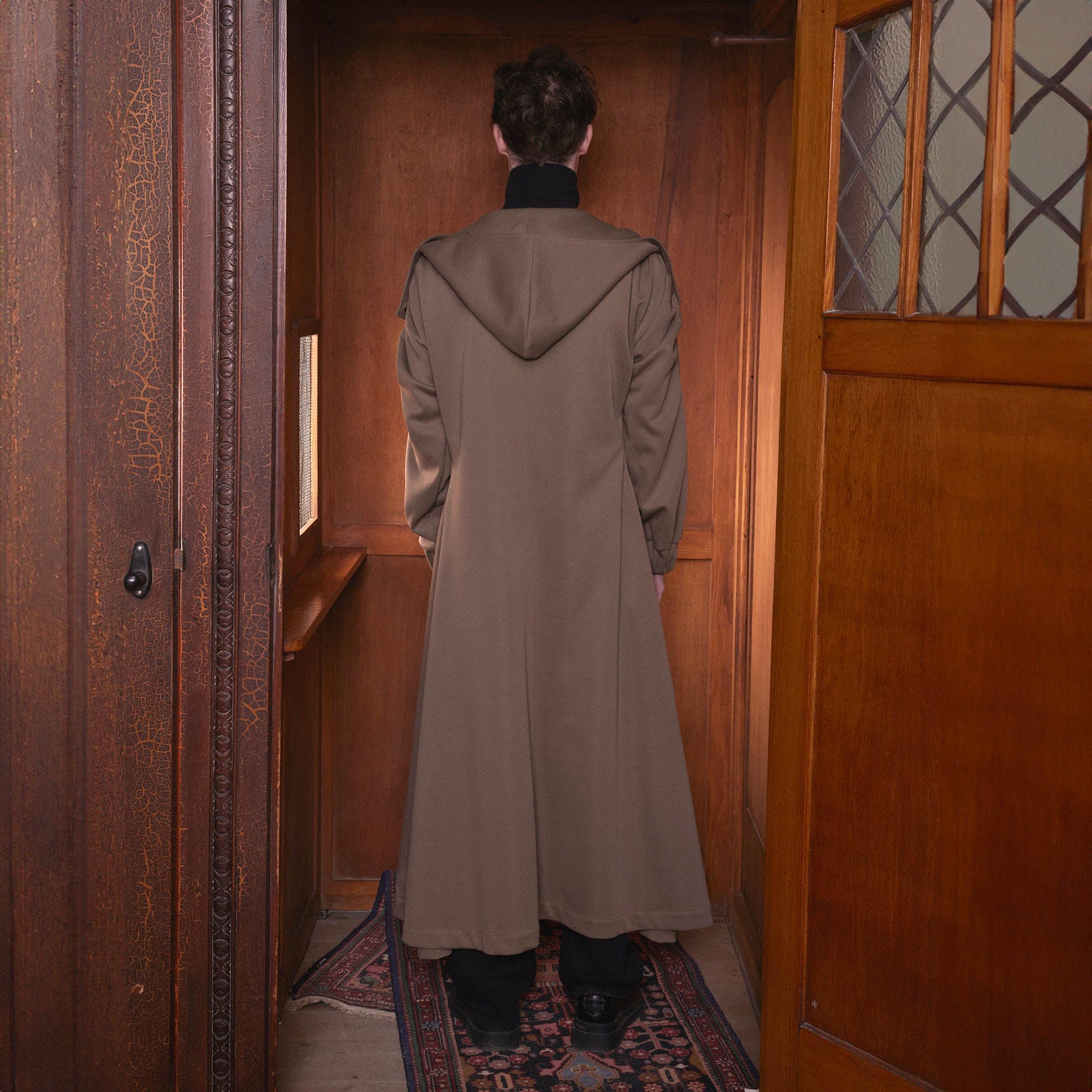 KADAKADA Hooded Pleated Shoulder Cloak, premium urban and streetwear designers apparel on PROJECTISR.com, KADAKADA