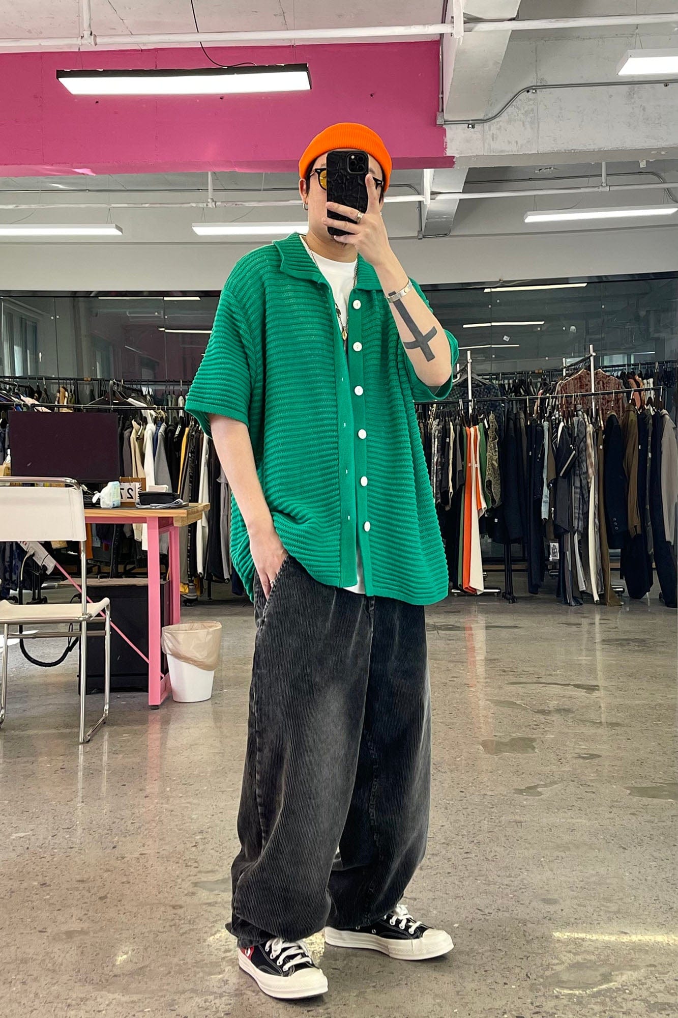 ME DA IGUAL Essential Striped Mesh Button-Up Half Shirt, premium urban and streetwear designers apparel on PROJECTISR.com, ME DA IGUAL