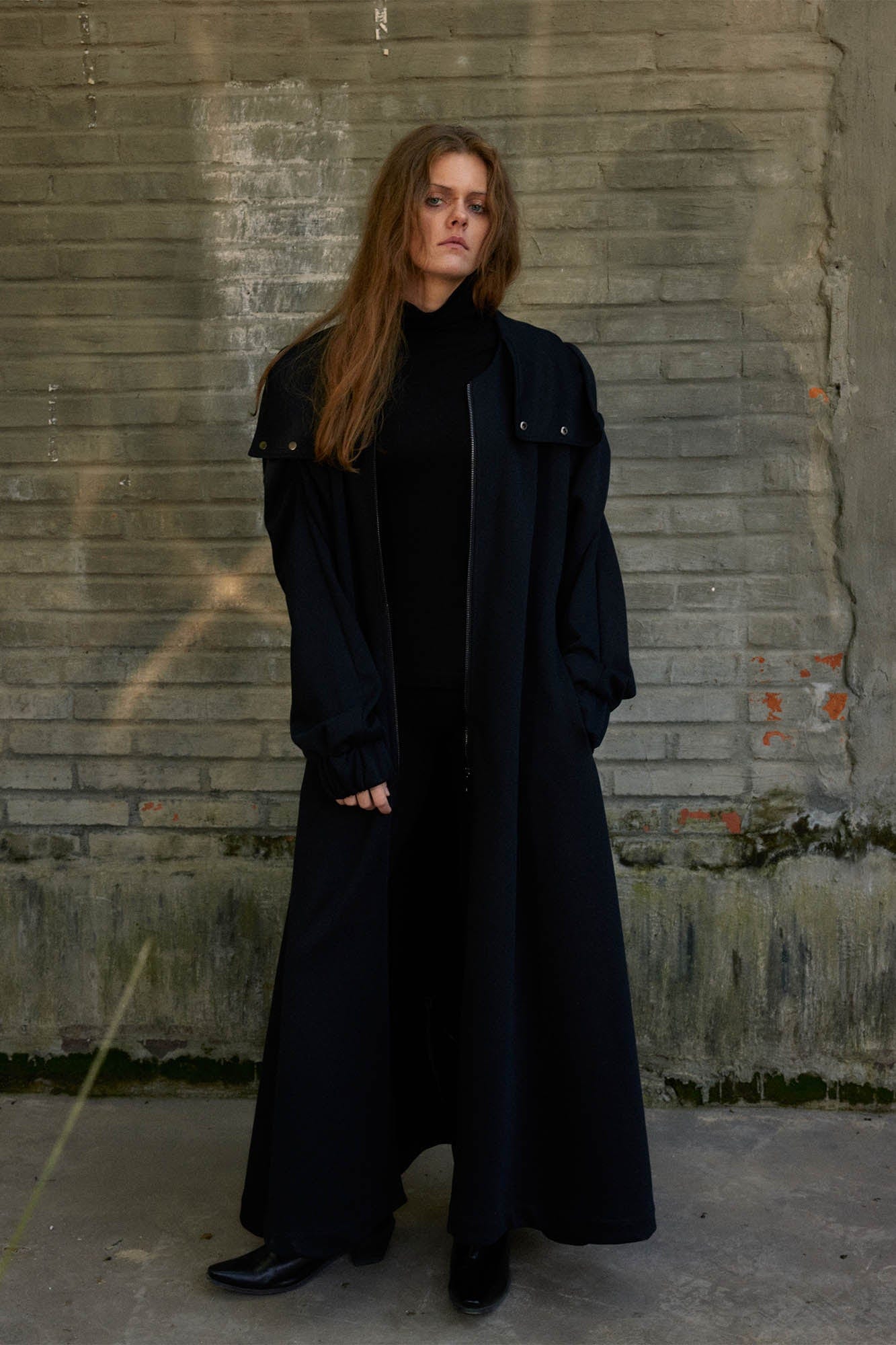 KADAKADA Hooded Pleated Shoulder Cloak, premium urban and streetwear designers apparel on PROJECTISR.com, KADAKADA