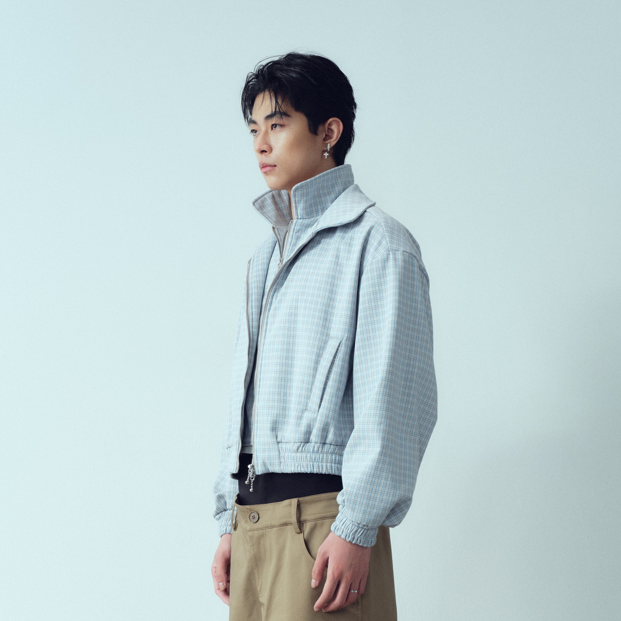 KADAKADA Double-Layer Collar Reversible Plaid Jacket