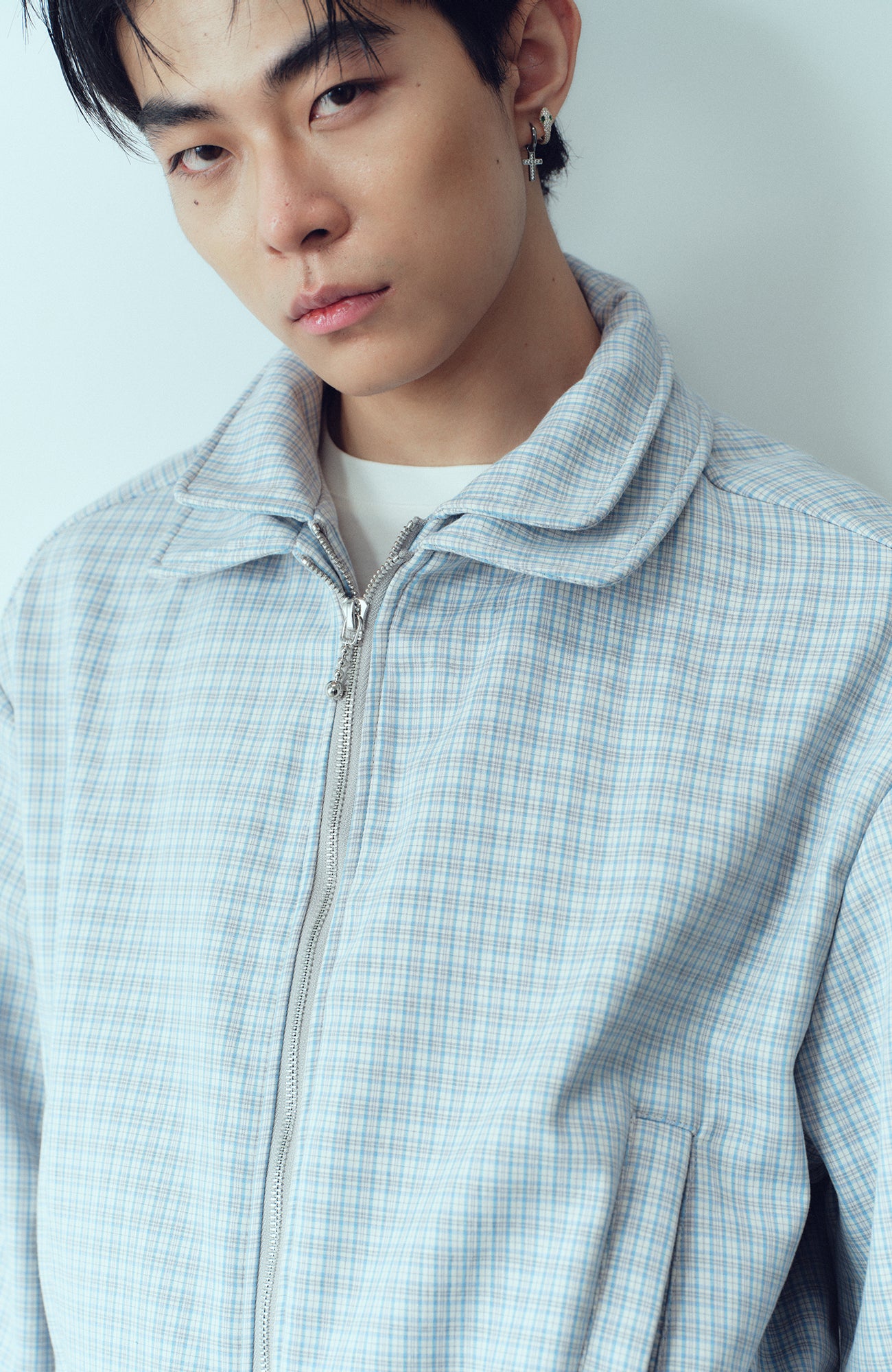 KADAKADA Double-Layer Collar Reversible Plaid Jacket