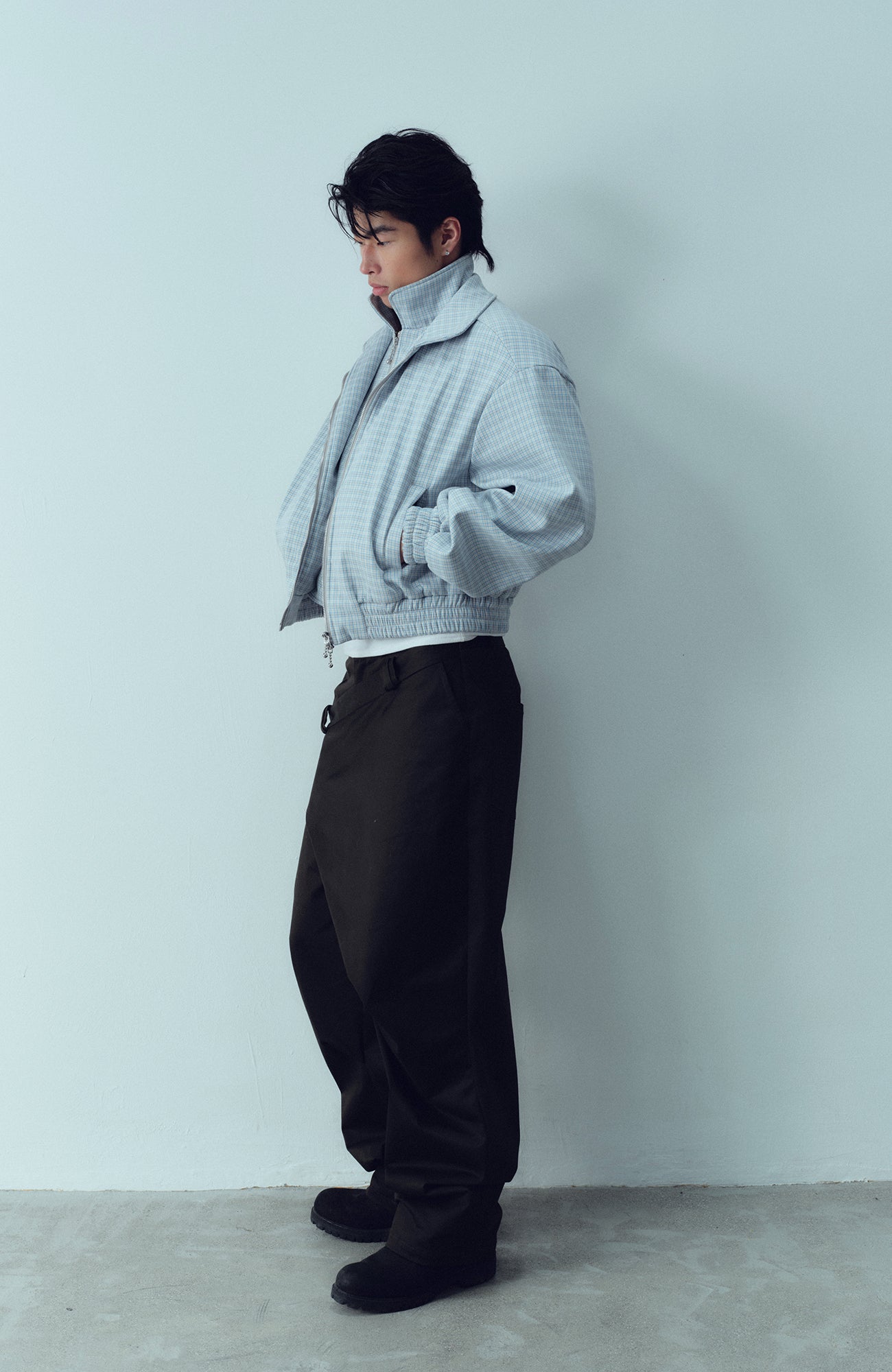 KADAKADA Double-Layer Collar Reversible Plaid Jacket