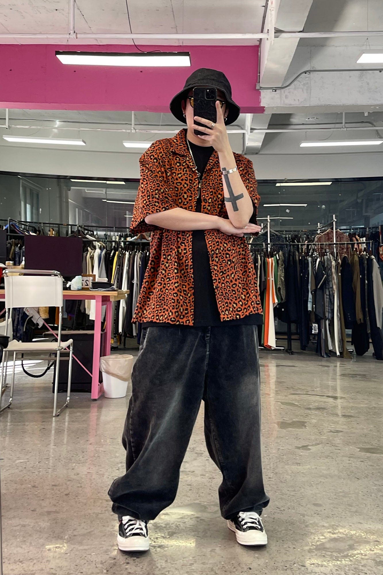 ME DA IGUAL Retro Leopard Full-Print Cuban Half Shirt, premium urban and streetwear designers apparel on PROJECTISR.com, ME DA IGUAL