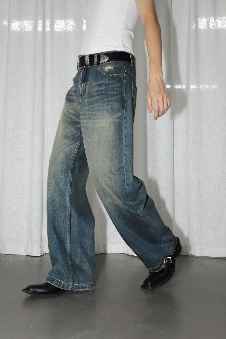 LEONSENSE Washed Straight Jeans, premium urban and streetwear designers apparel on PROJECTISR.com, LEONSENSE