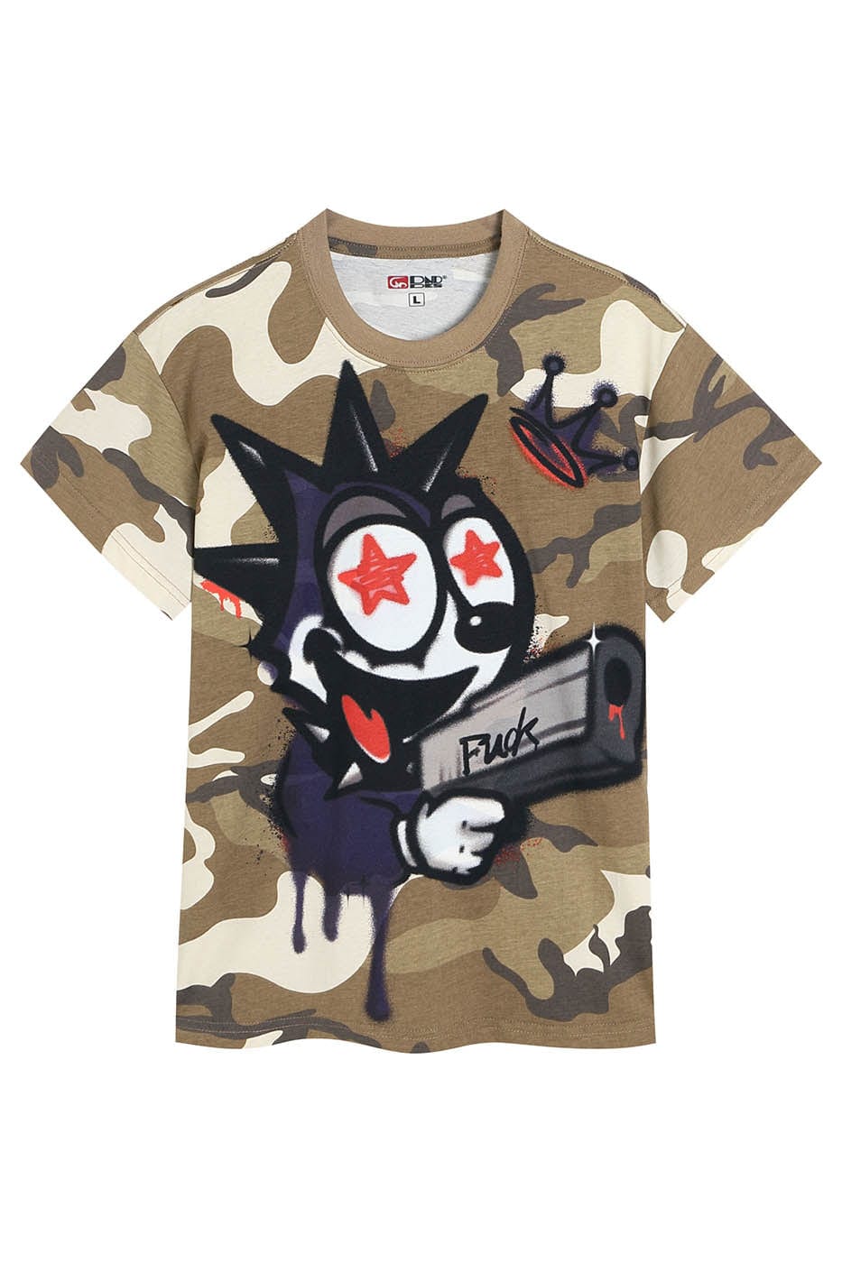 DND4DES Felix Camo Graffiti T-Shirt, premium urban and streetwear designers apparel on PROJECTISR.com, DND4DES