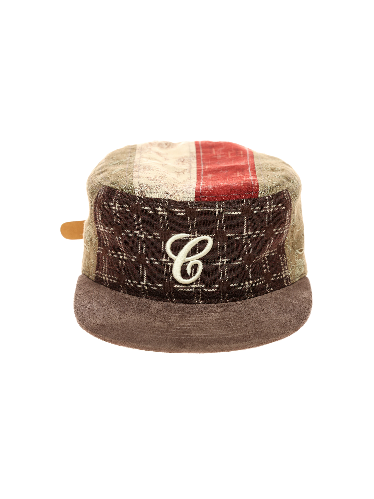 6CRAYON Retro Patchwork Embroidered Flat-Brim Baseball Cap