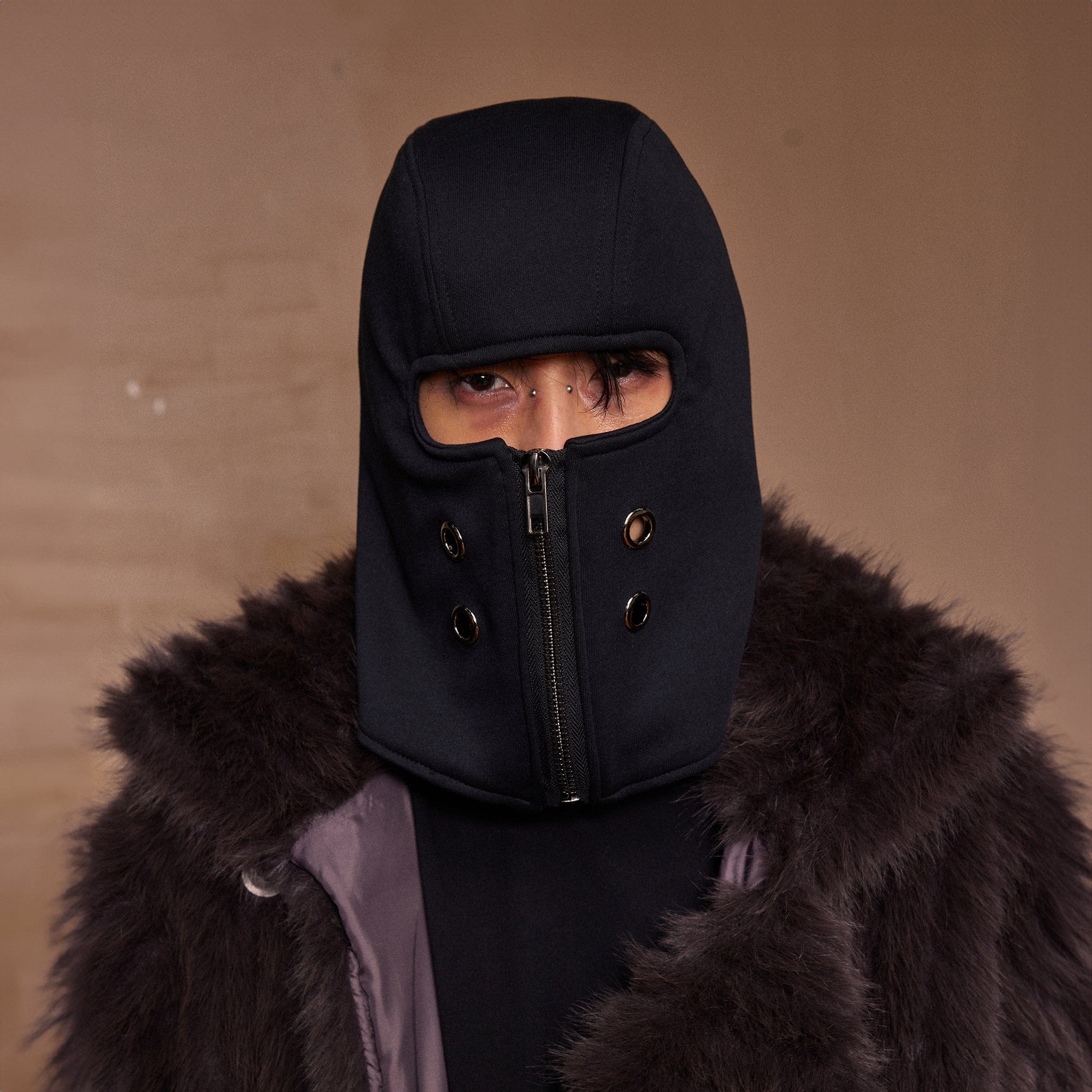 KADAKADA Zippered Grommet Balaclava, premium urban and streetwear designers apparel on PROJECTISR.com, KADAKADA