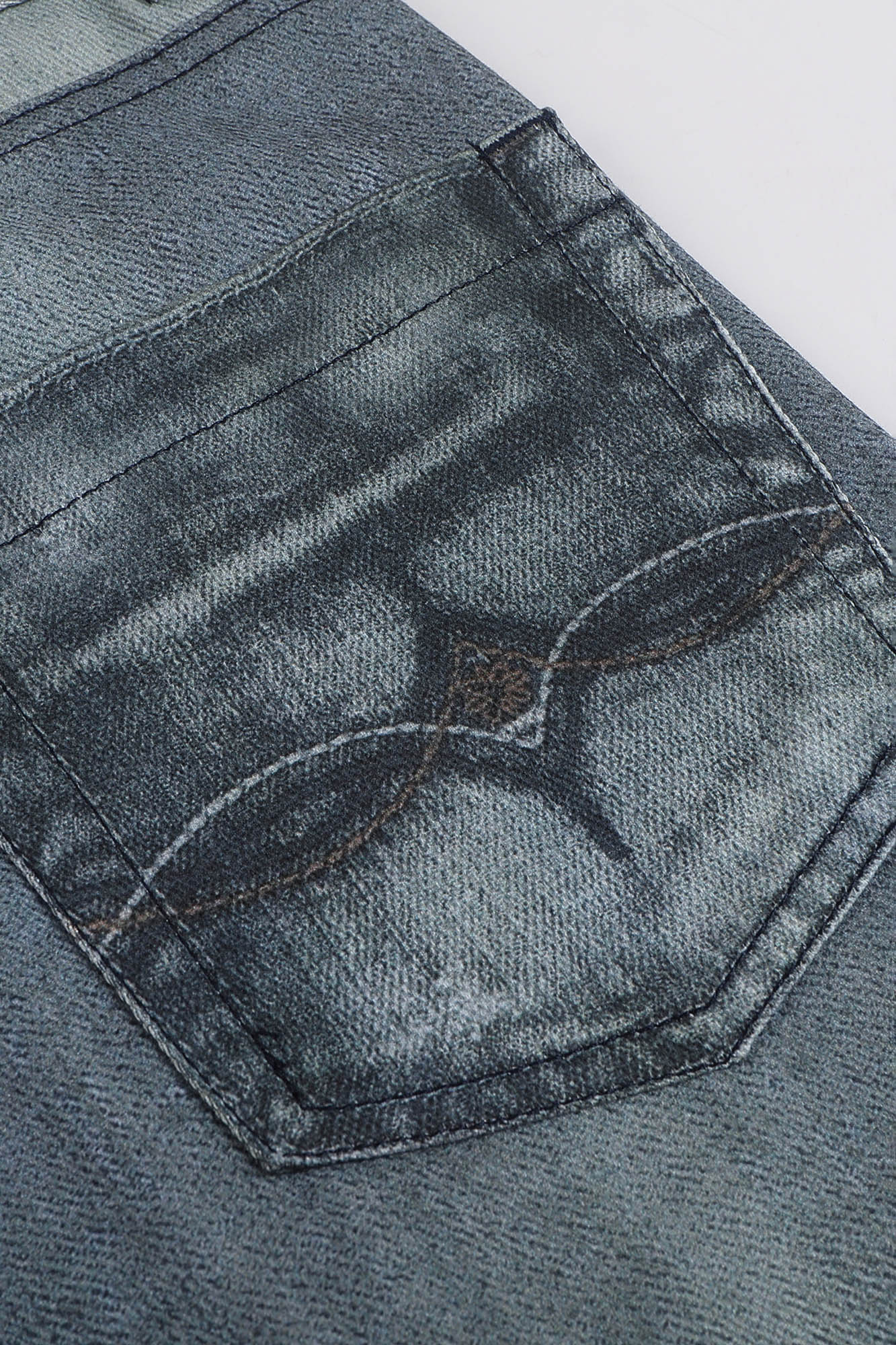 DND4DESxFaychui Pearl Chain Graphics Distressed Flared Jeans, premium urban and streetwear designers apparel on PROJECTISR.com, DND4DES