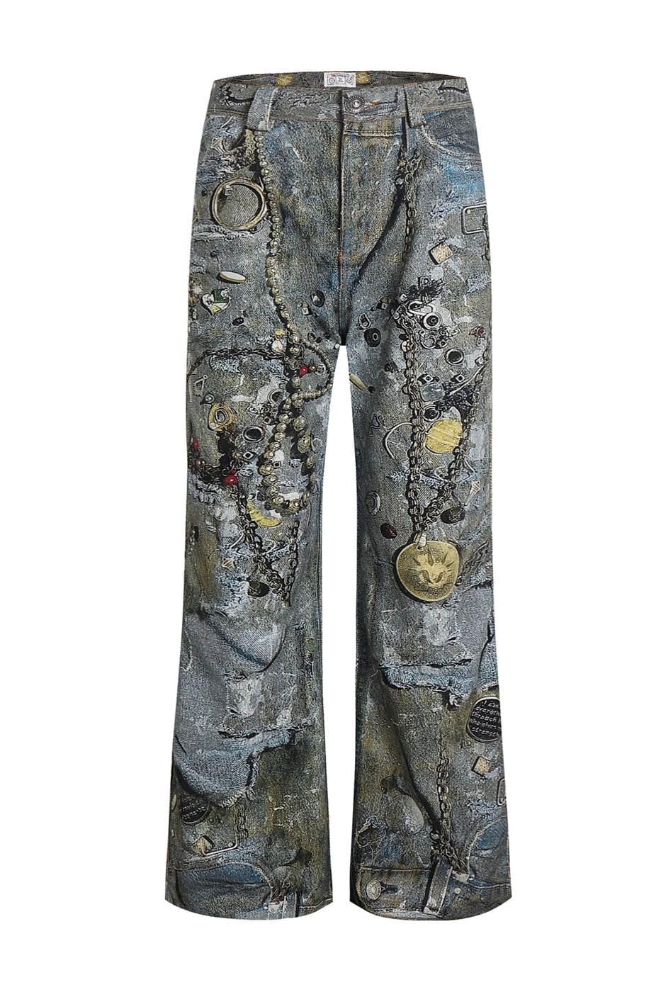 DND4DES Gems&Metals Rotten Distressed Flared Jeans, premium urban and streetwear designers apparel on PROJECTISR.com, DND4DES