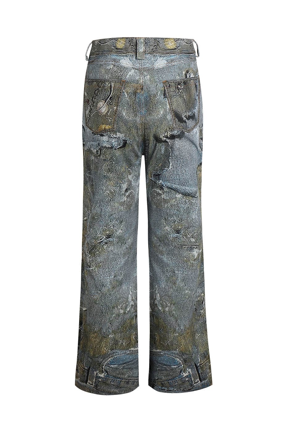 DND4DES Gems&Metals Rotten Distressed Flared Jeans, premium urban and streetwear designers apparel on PROJECTISR.com, DND4DES