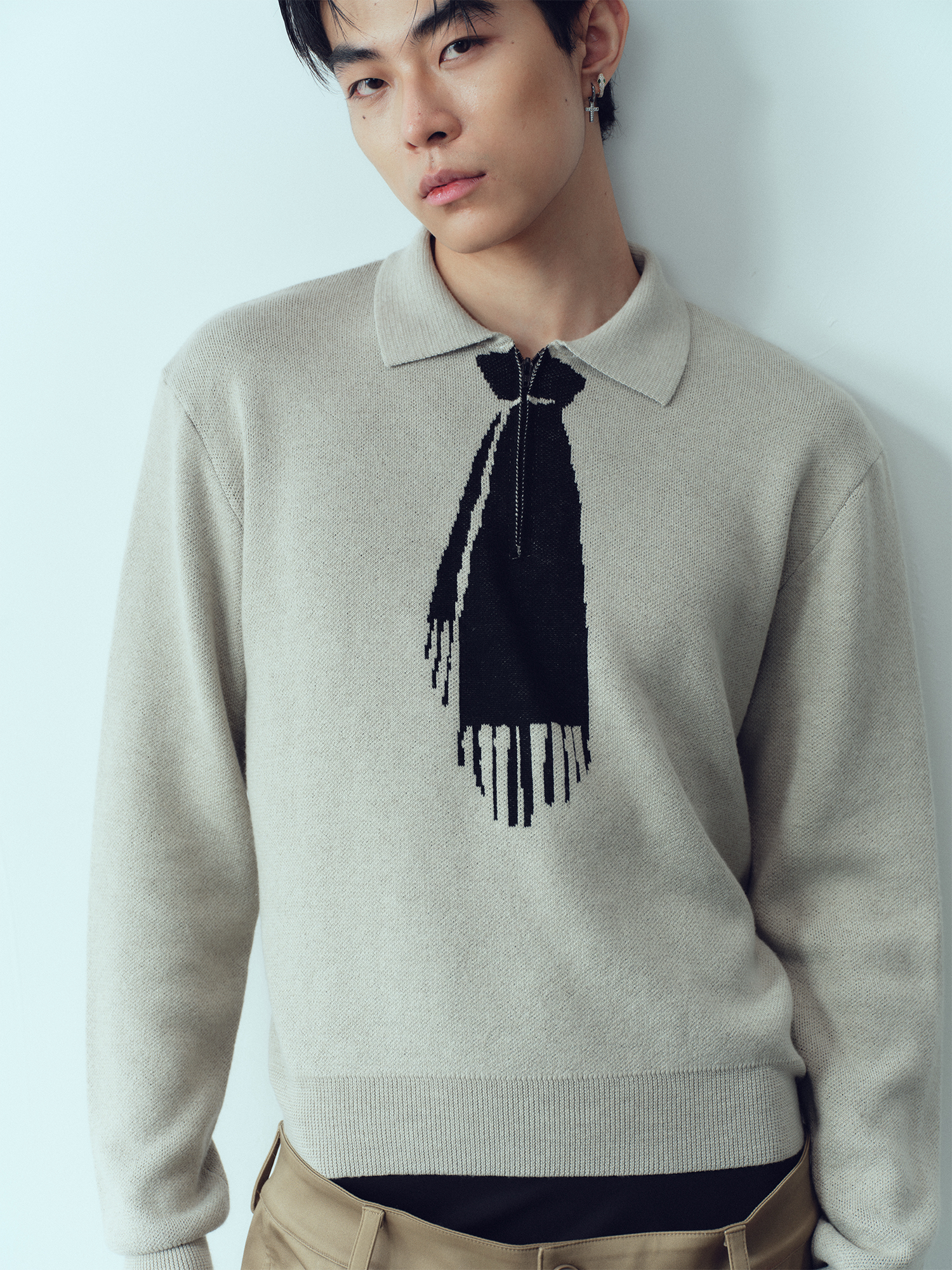 KADAKADA Tie-Jacquard Wool-Blend Sweater