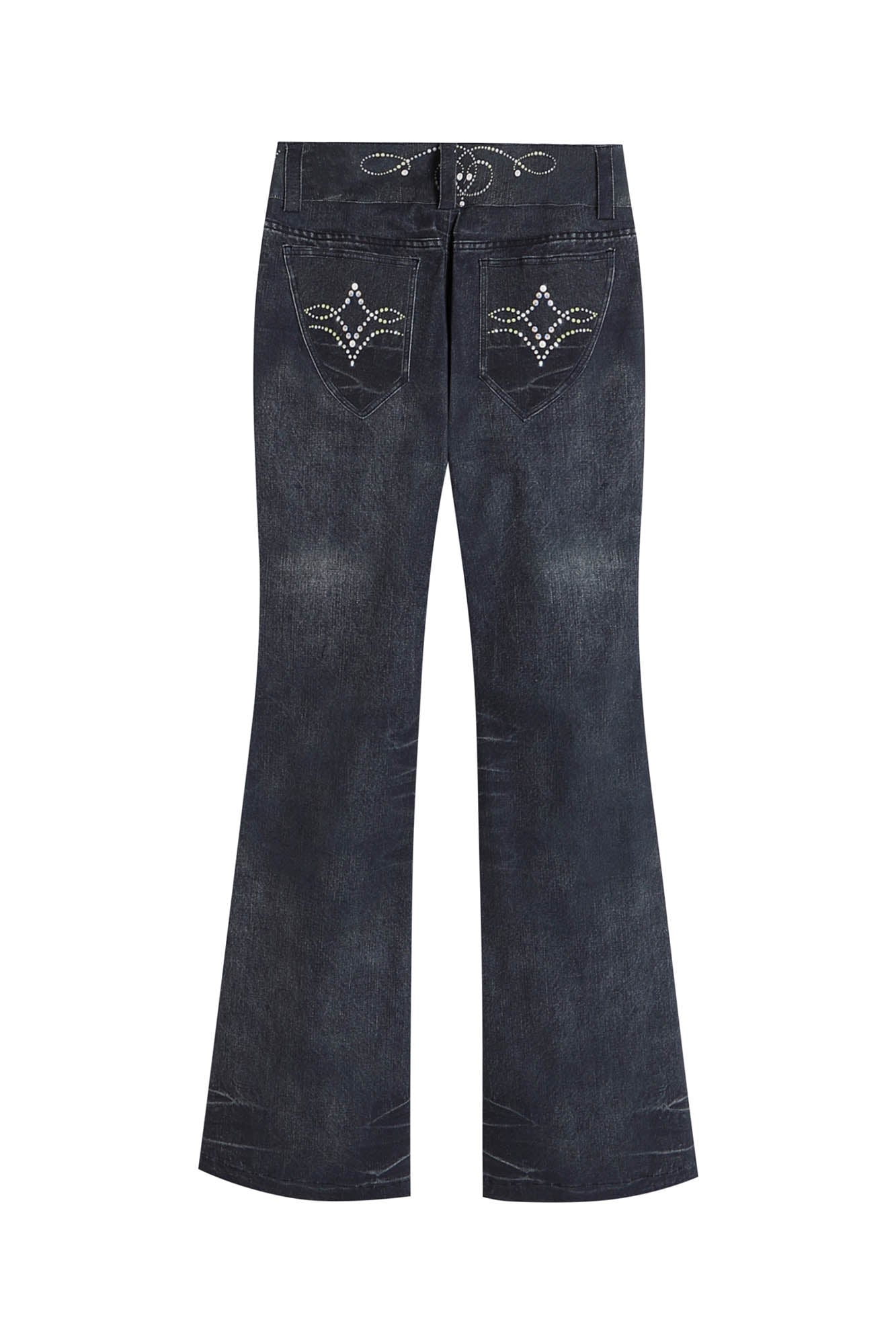 DND4DES Retro Gemstone Graphics Flared Jeans, premium urban and streetwear designers apparel on PROJECTISR.com, DND4DES