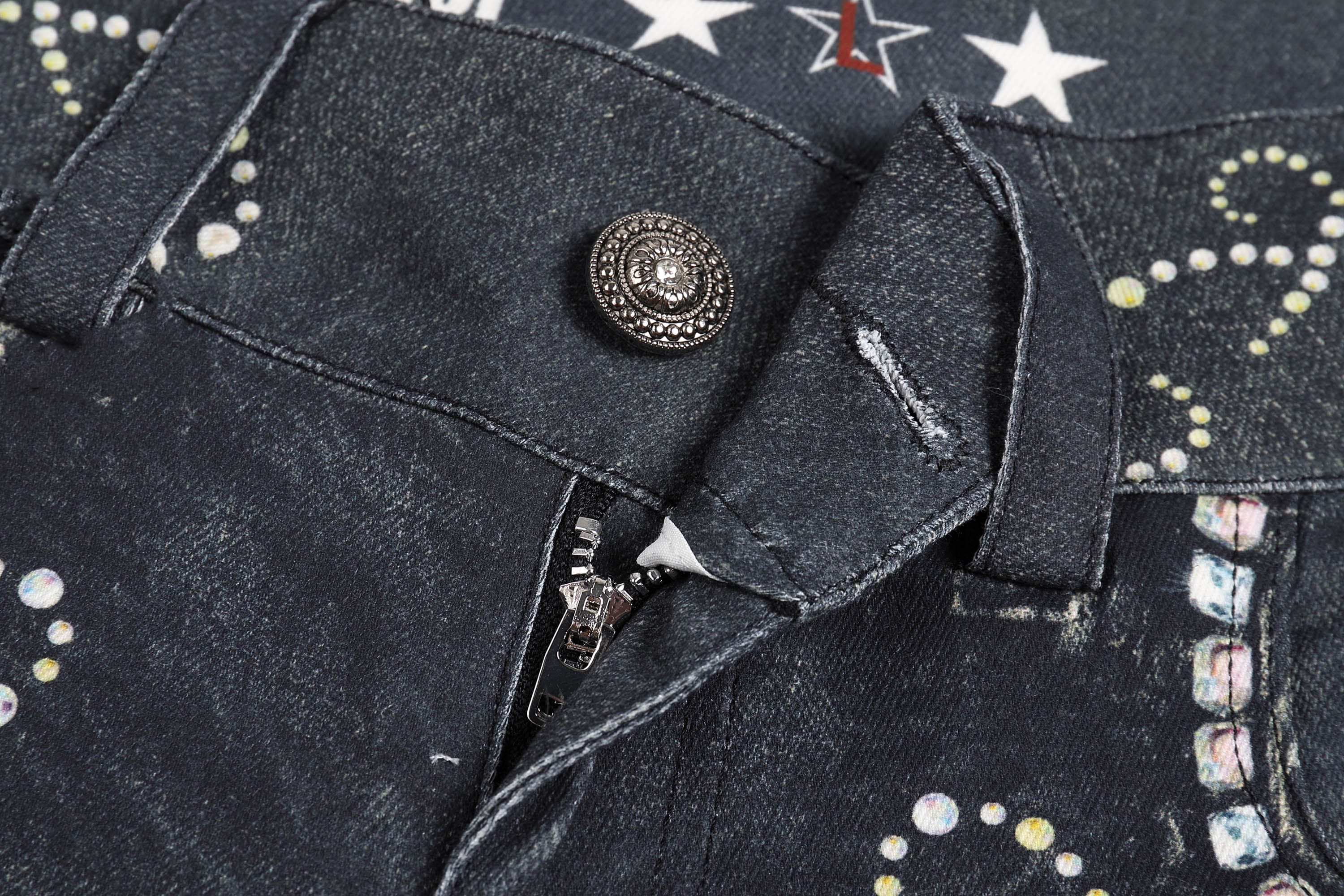 DND4DES Retro Gemstone Graphics Flared Jeans, premium urban and streetwear designers apparel on PROJECTISR.com, DND4DES