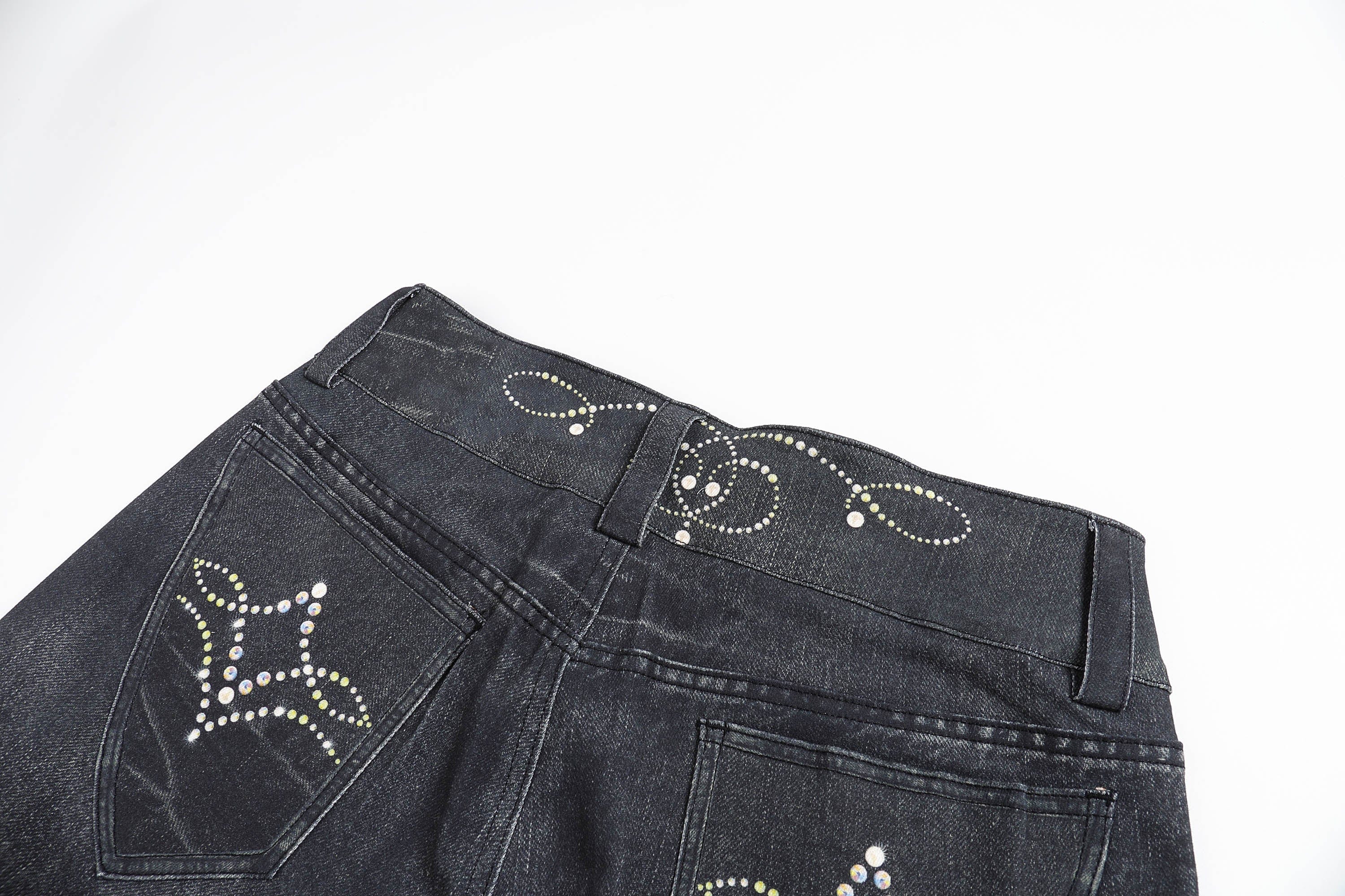 DND4DES Retro Gemstone Graphics Flared Jeans, premium urban and streetwear designers apparel on PROJECTISR.com, DND4DES