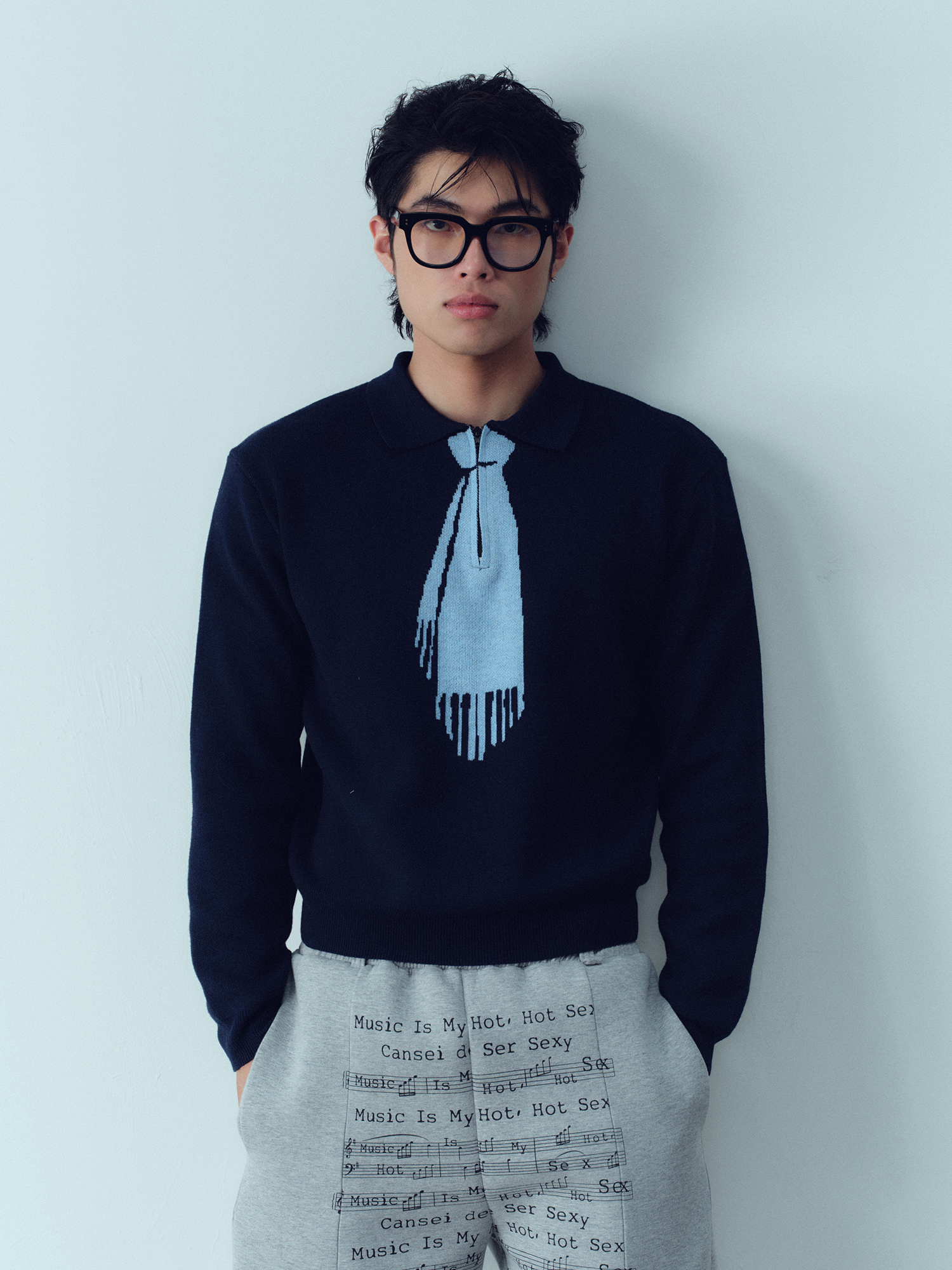 KADAKADA Tie-Jacquard Wool-Blend Sweater