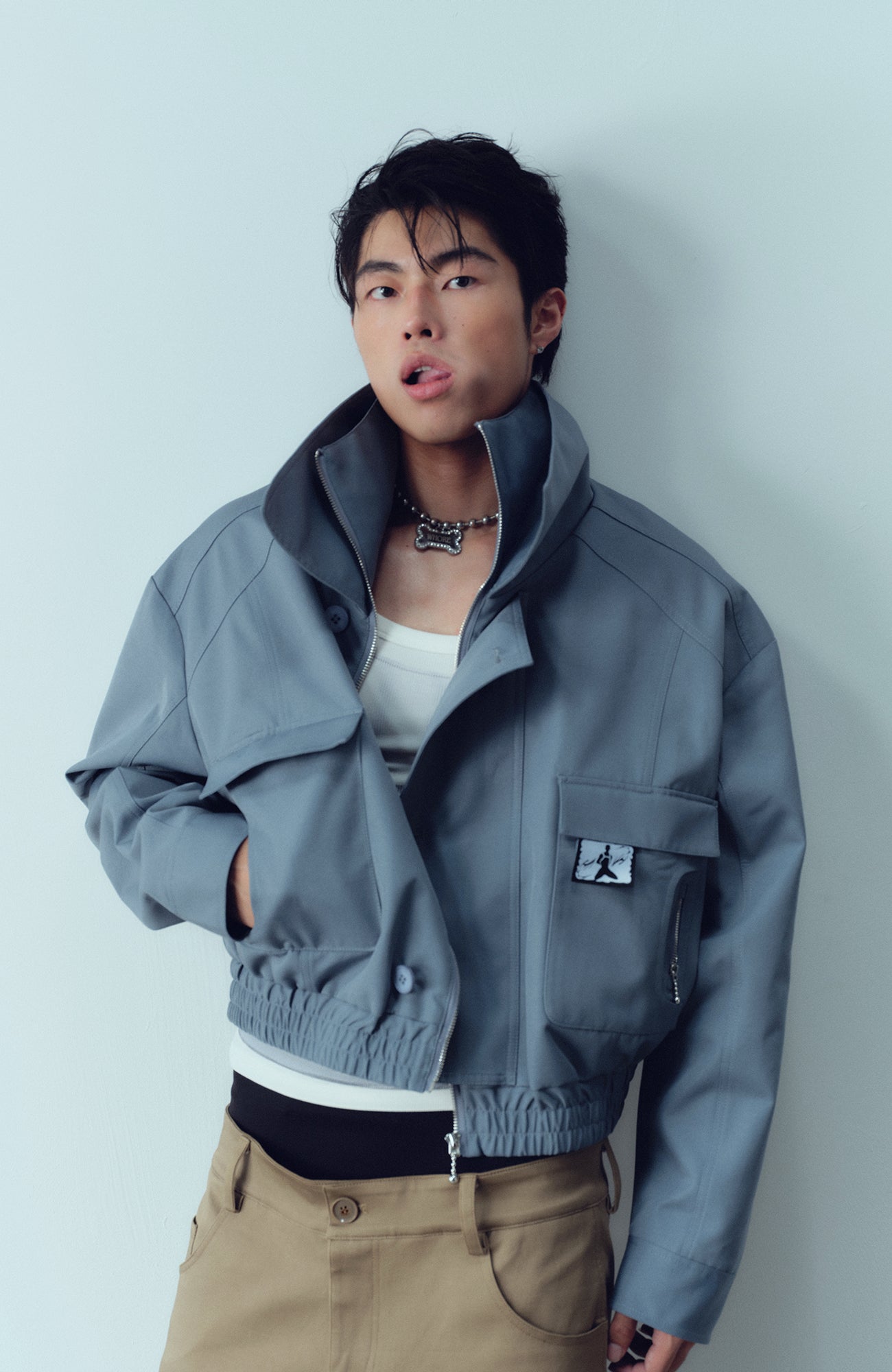 KADAKADA Double-Collar Shielded Utility Cropped Jacket