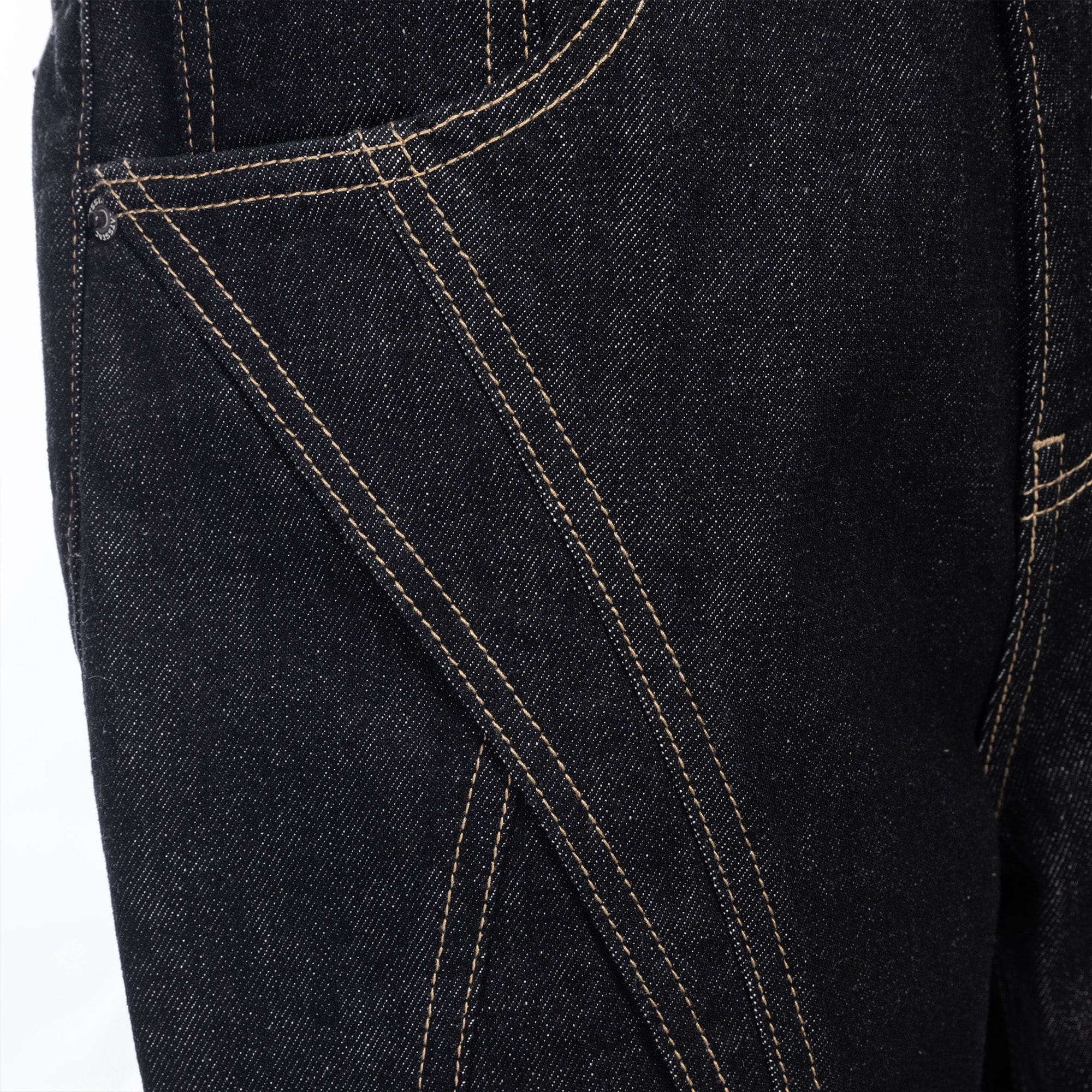 CATSSTAC Curved Panel Stitch Straight-Leg Raw Jeans, premium urban and streetwear designers apparel on PROJECTISR.com, CATSSTAC