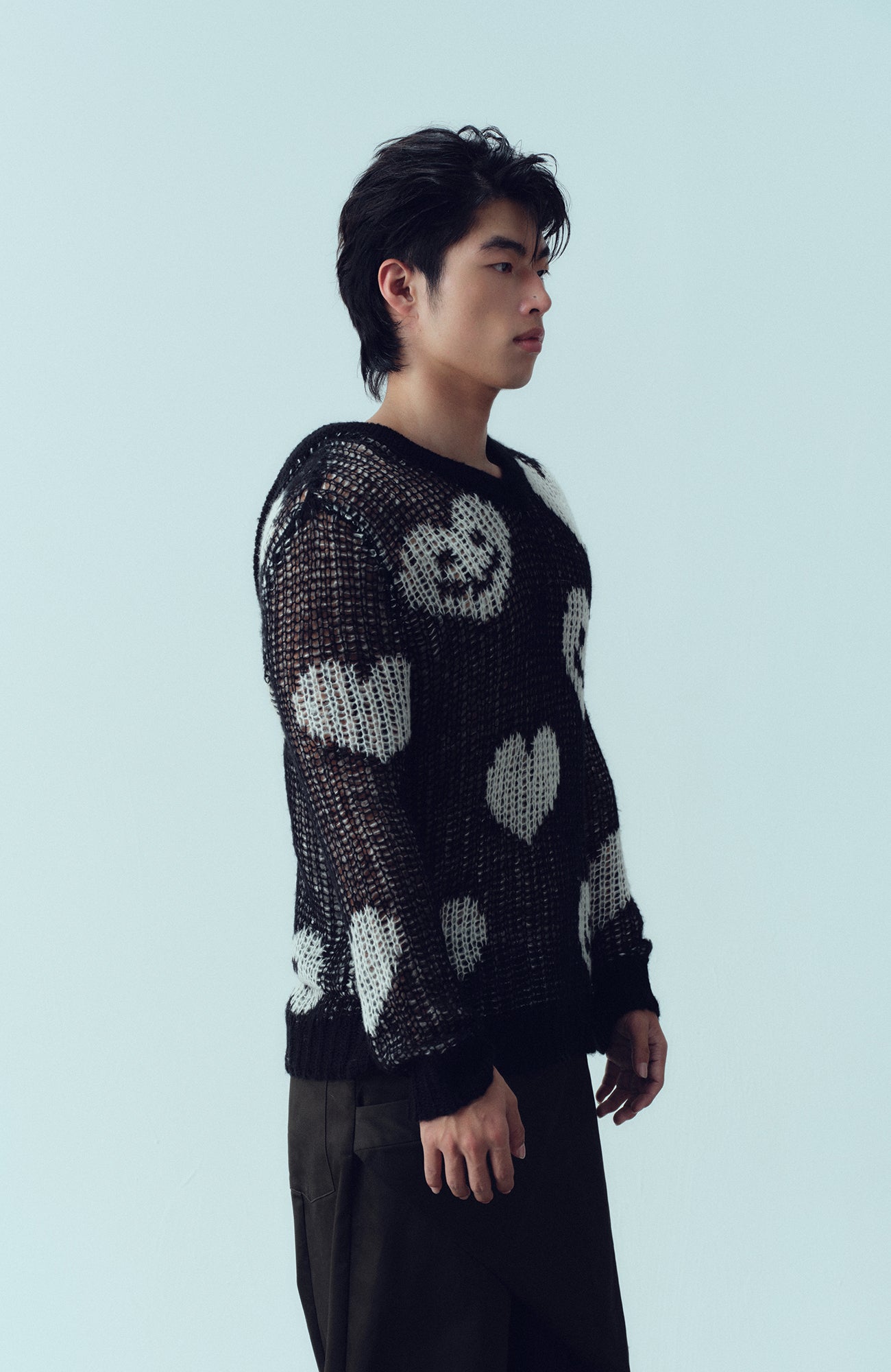 KADAKADA Smiling Heart Jacquard Knit Hoodie