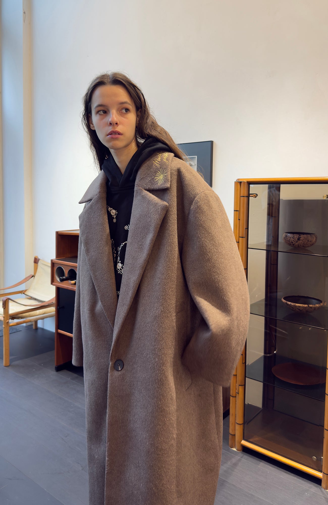 MIICHOUS Floral Embroidered Detachable Liner Overcoat