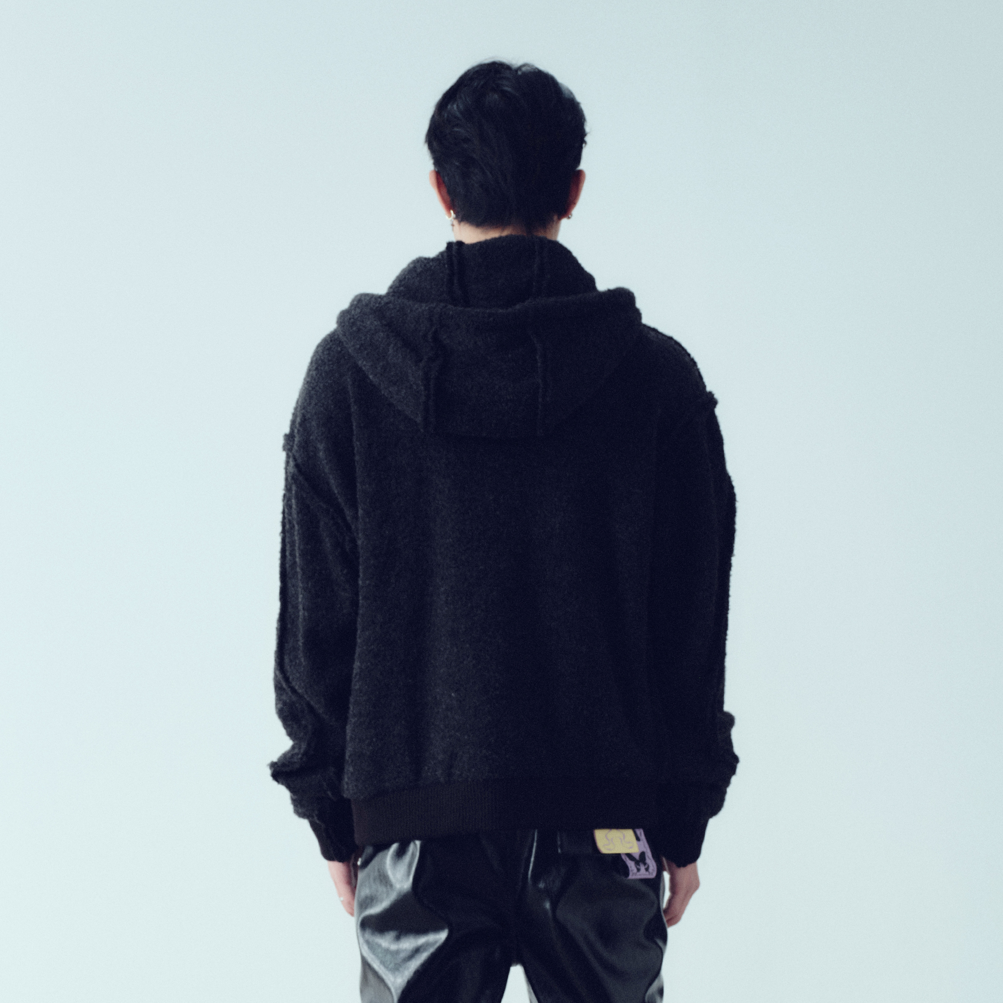 KADAKADA Wooly Raw-Stitch Panel Hooded Jacket