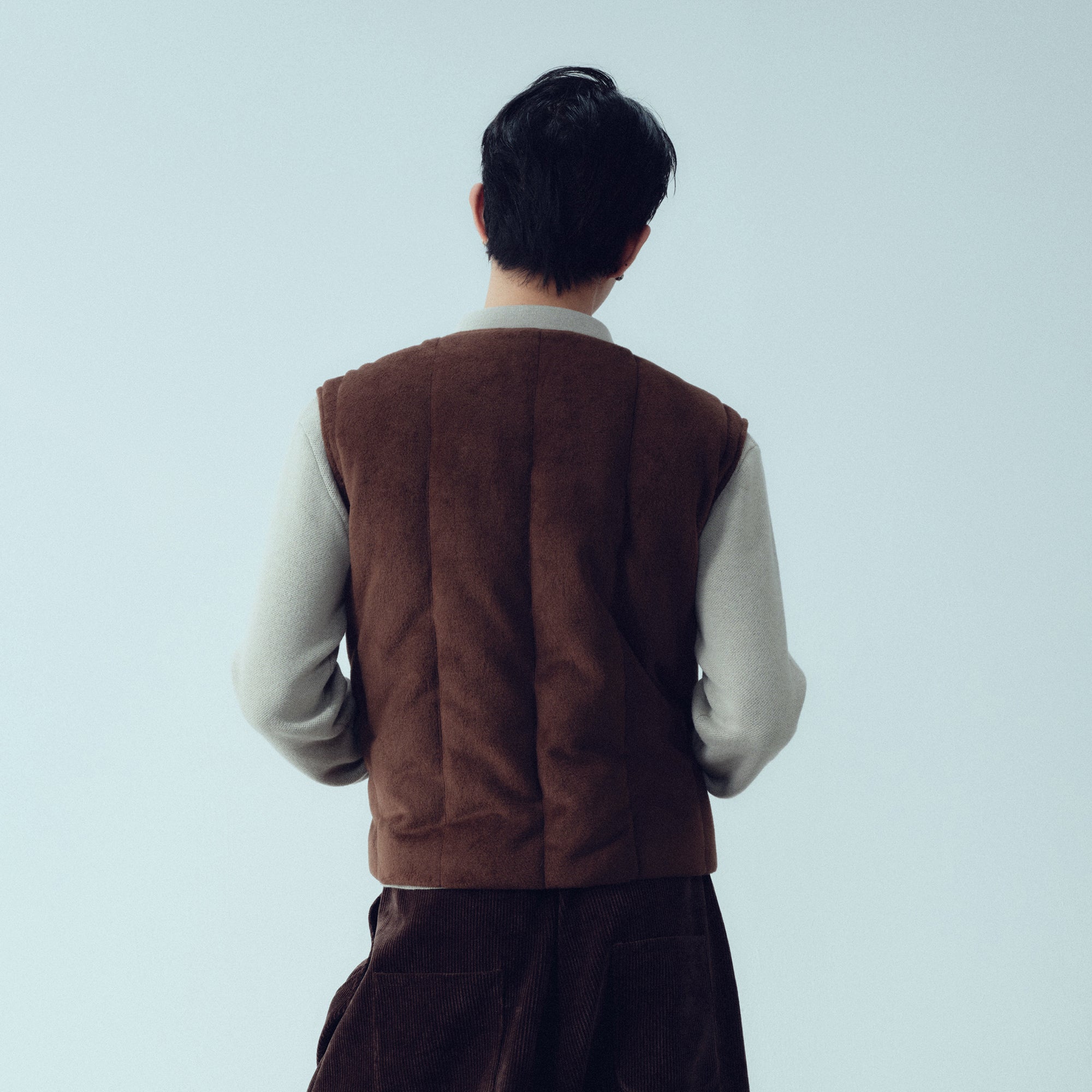 KADAKADA Curved Zip Suede-Puff Vest