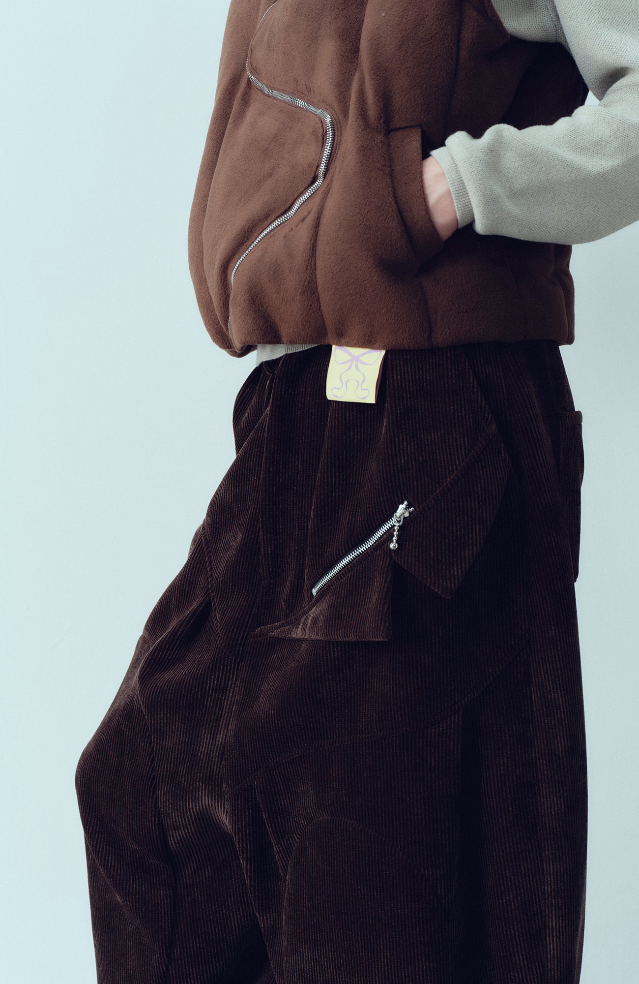 KADAKADA Curved Zip Suede-Puff Vest