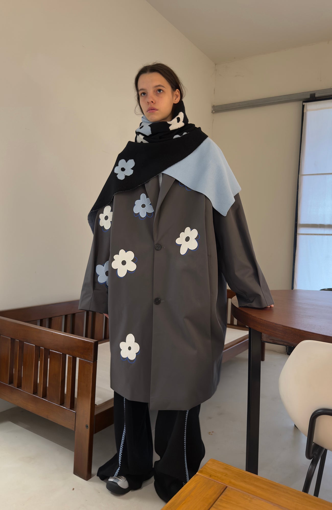 MIICHOUS Floral Paneled Detachable Liner Coat