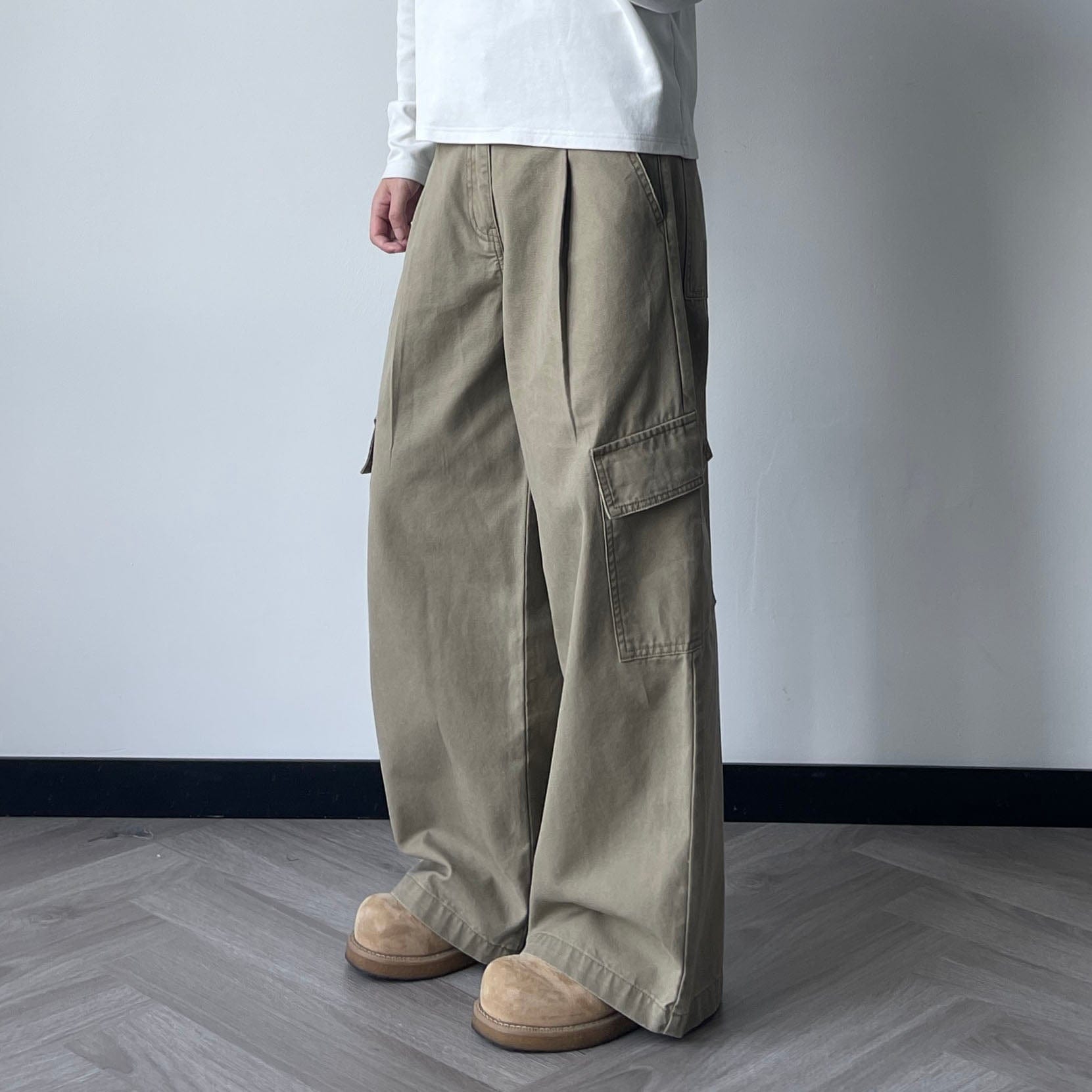 OKAYTHXBYE Pleated Utility Baggy Cargo Pants, premium urban and streetwear designers apparel on PROJECTISR.com, OKAYTHXBYE