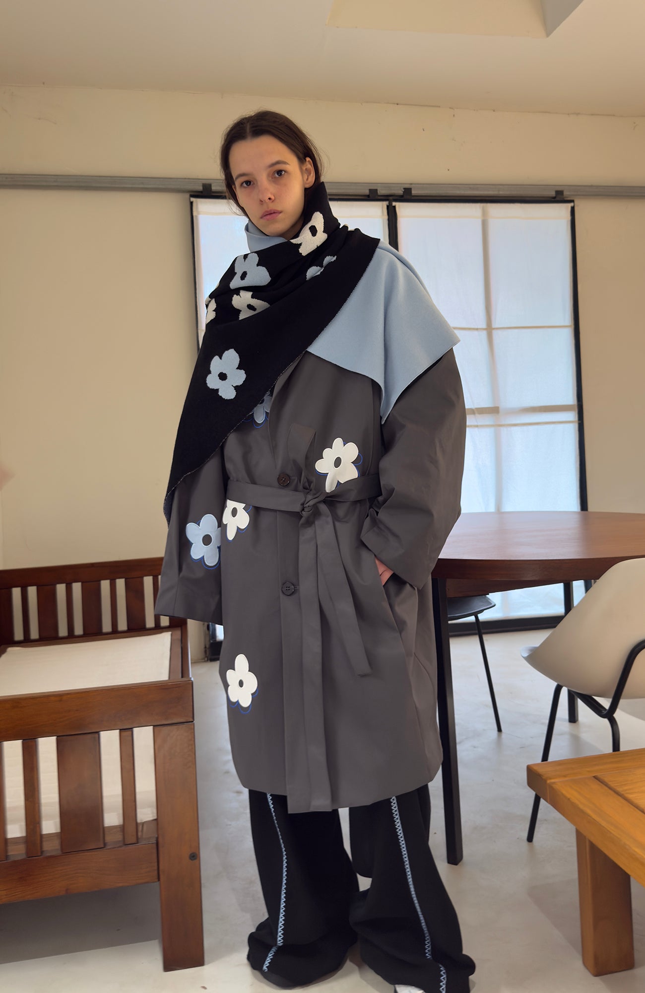 MIICHOUS Floral Paneled Detachable Liner Coat