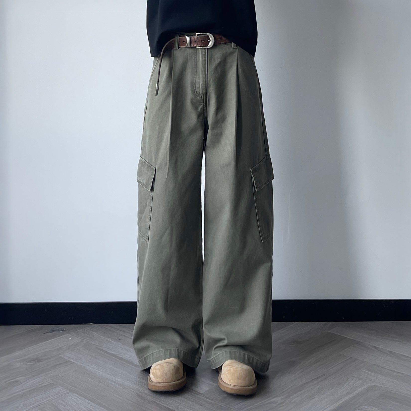 OKAYTHXBYE Pleated Utility Baggy Cargo Pants, premium urban and streetwear designers apparel on PROJECTISR.com, OKAYTHXBYE